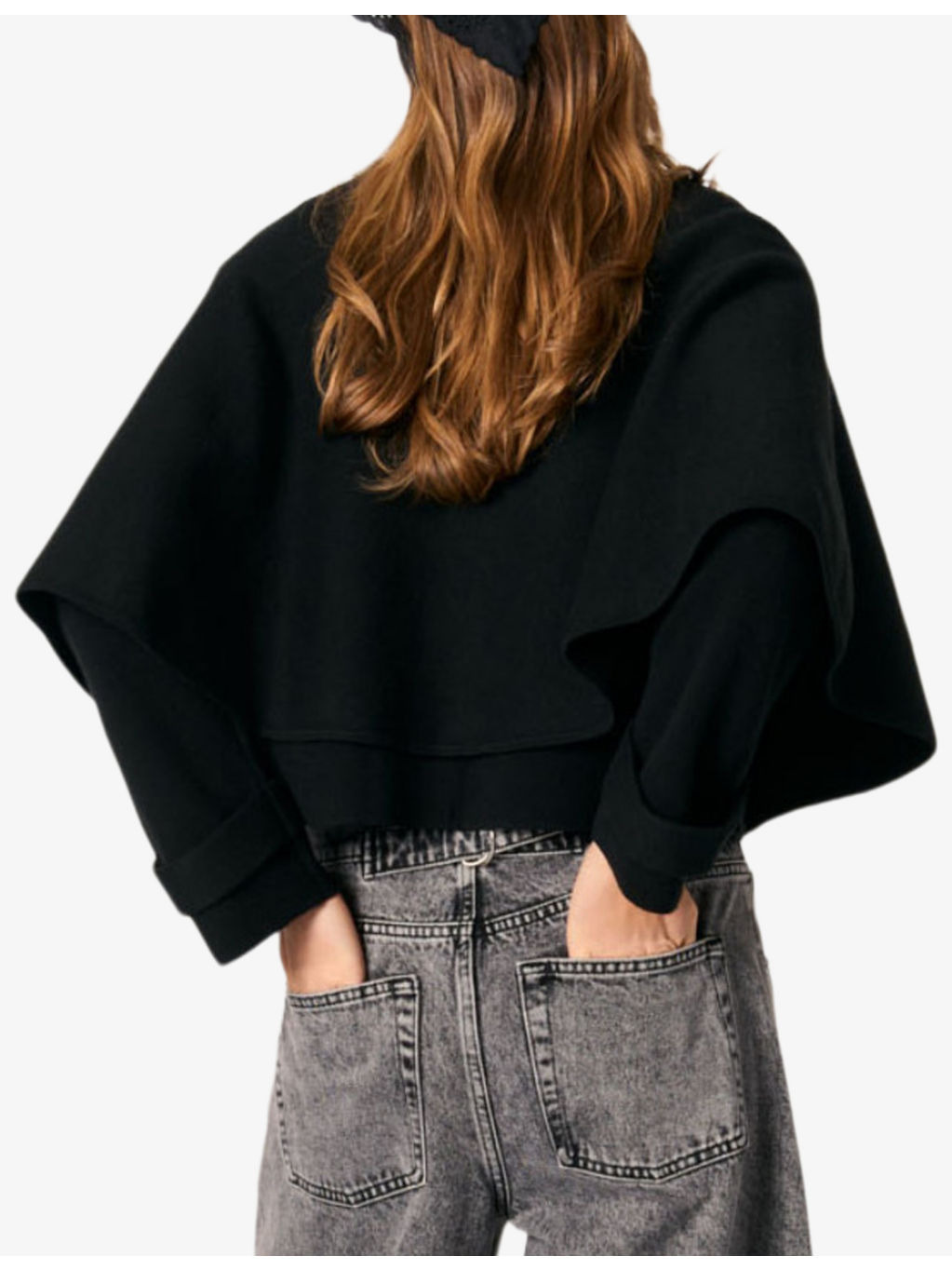 Cape-detail long-sleeved knitted cardigan - 4