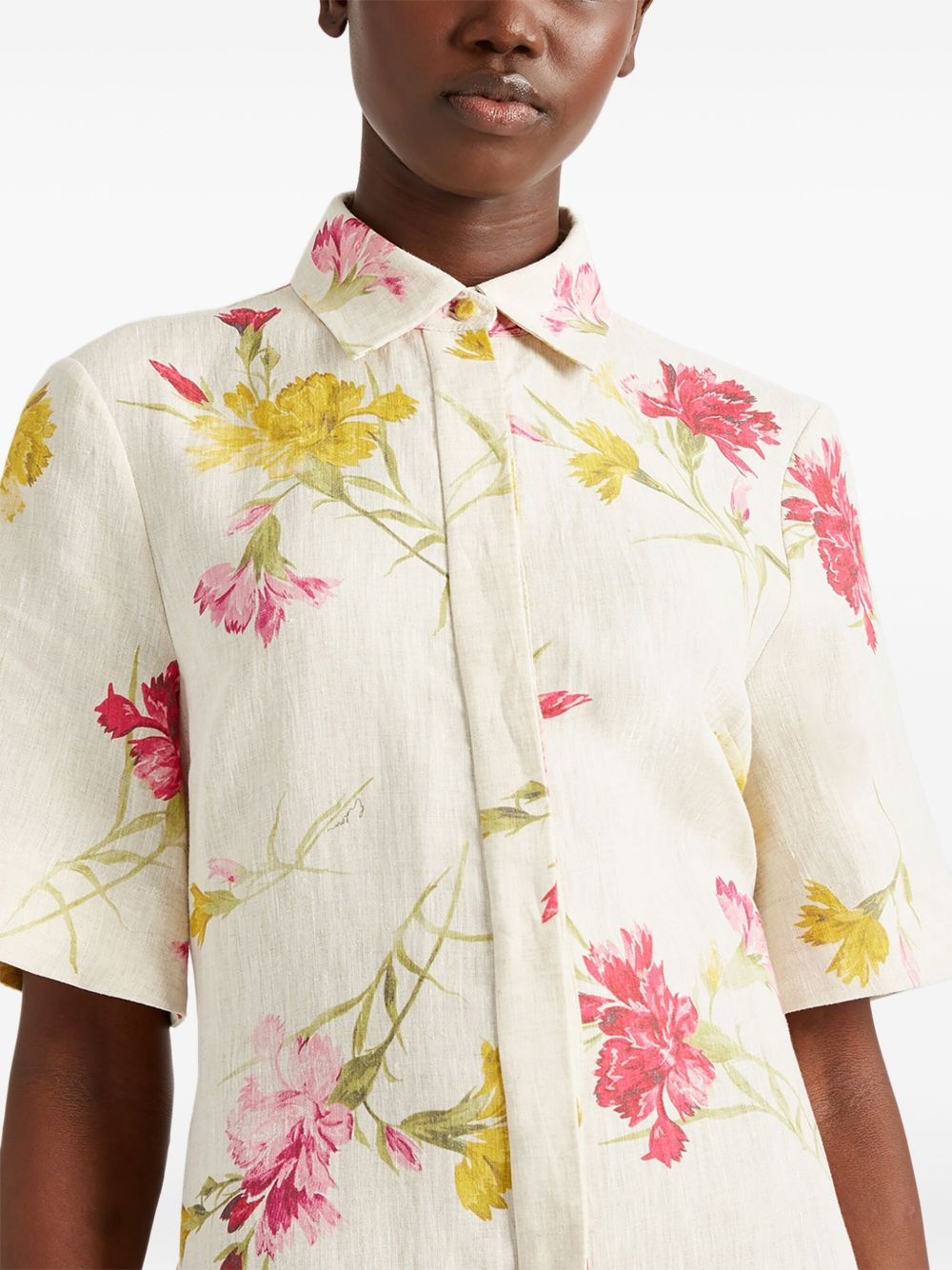 floral-print shirt dress - 5