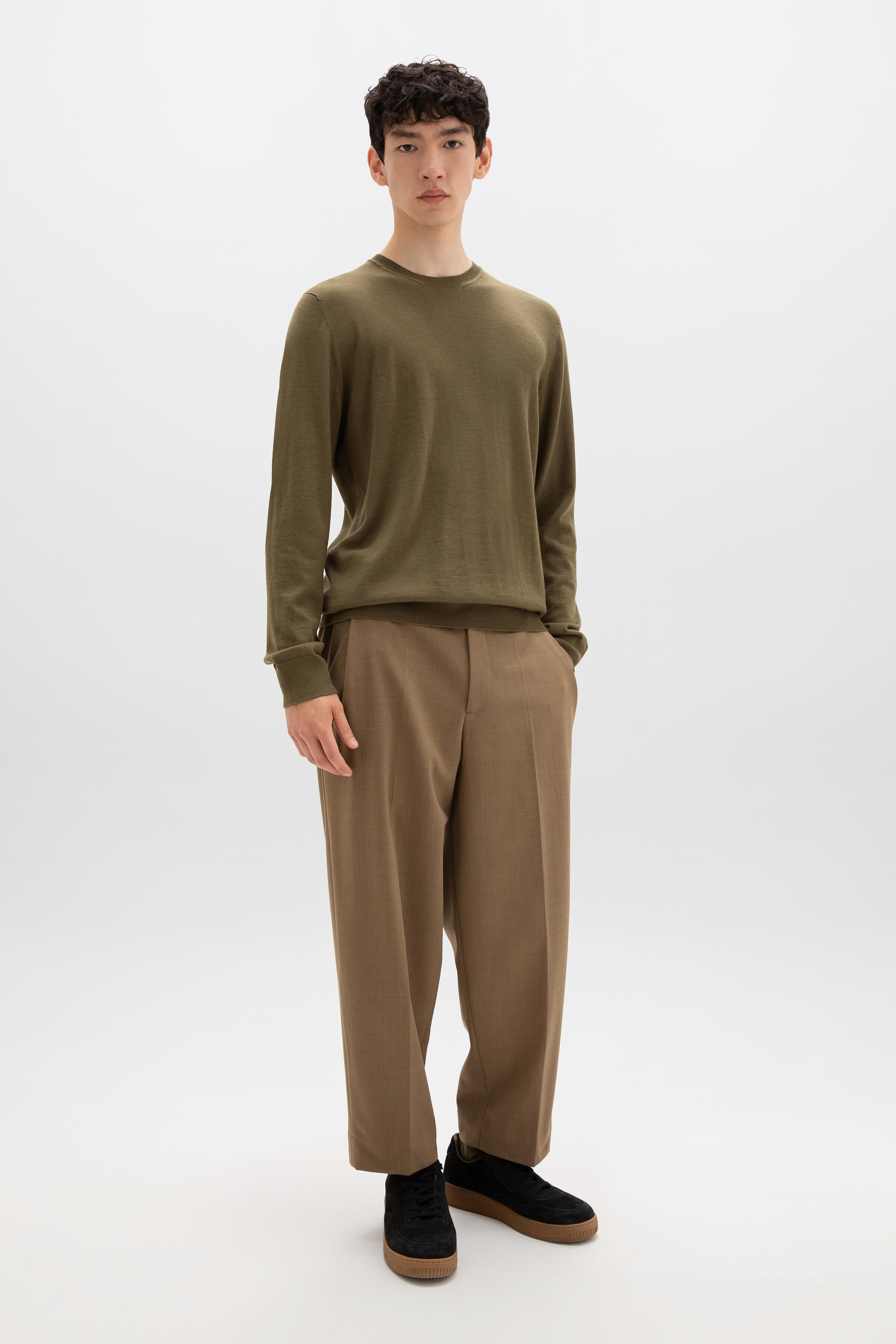 Merino Round Neck Green Jumper - 4