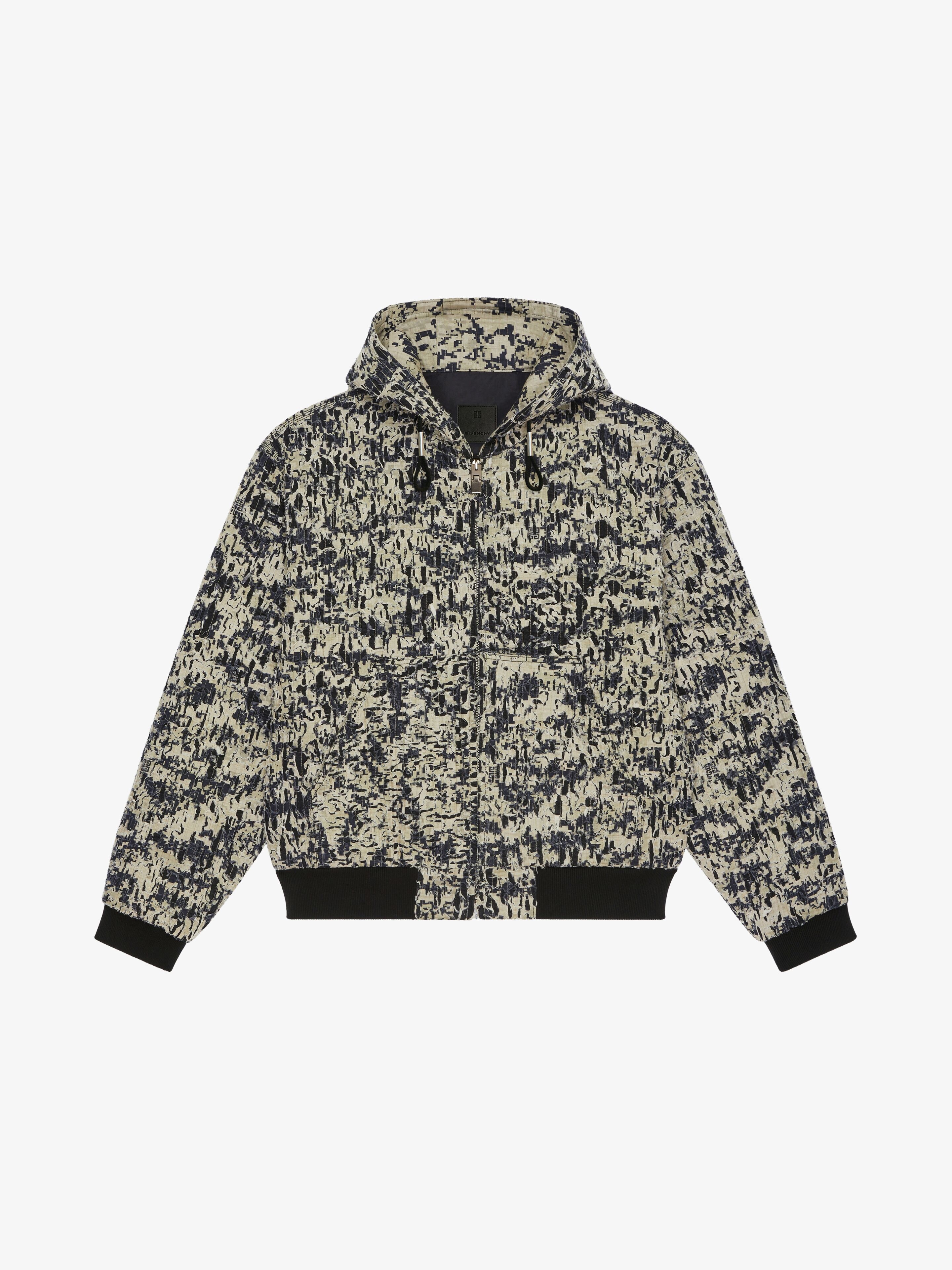 CAMOUFLAGE BOMBER JACKET IN COTTON WITH DESTROYED EFFECT - 1