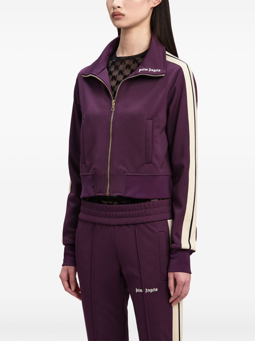 logo-embroidered cropped jacket - 4