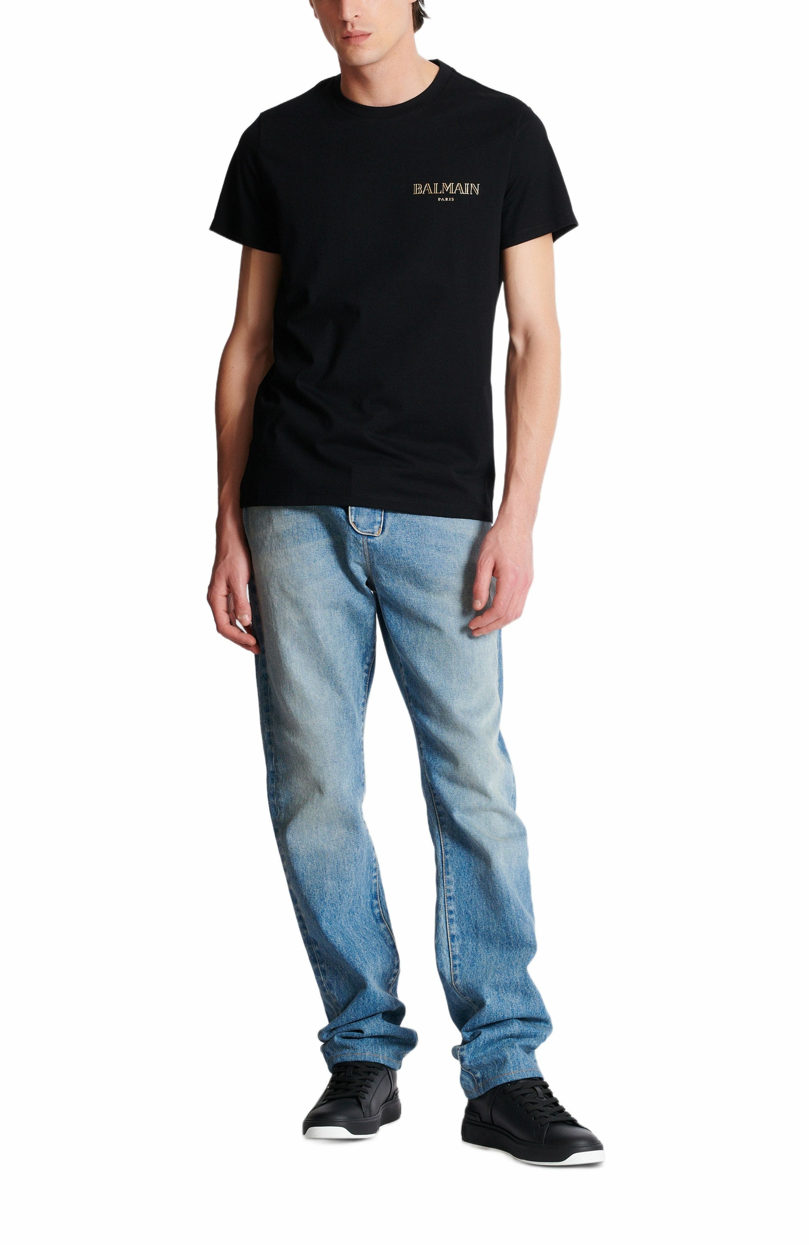 T-shirt with vintage gel Balmain logo in Black at Nordstrom - 2