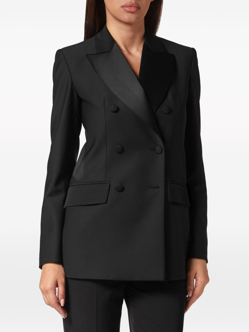 PHILIPP PLEIN crystal-embellished skull double-breasted blazer outlook