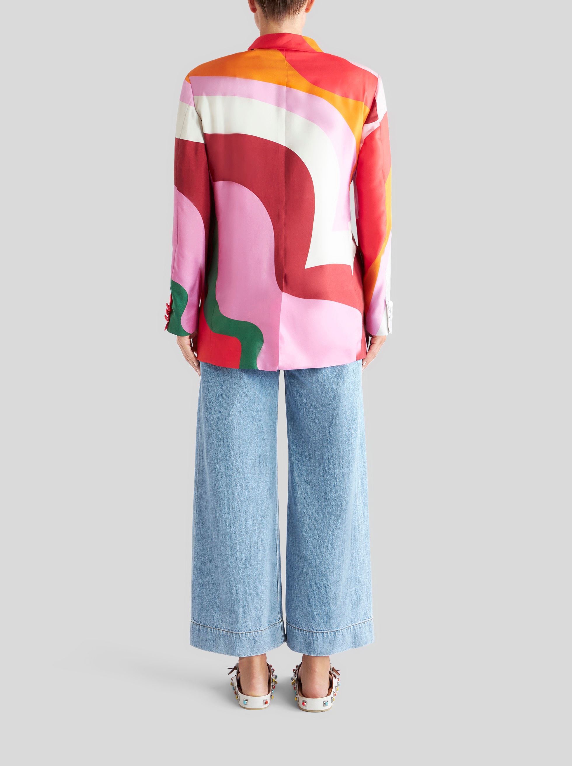 SILK JACKET WITH COLOUR BLOCK PATTERN - 4