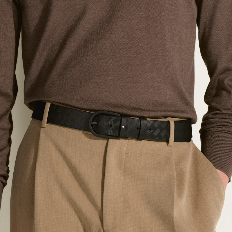 Montblanc Horseshoe buckle black 35mm leather belt outlook