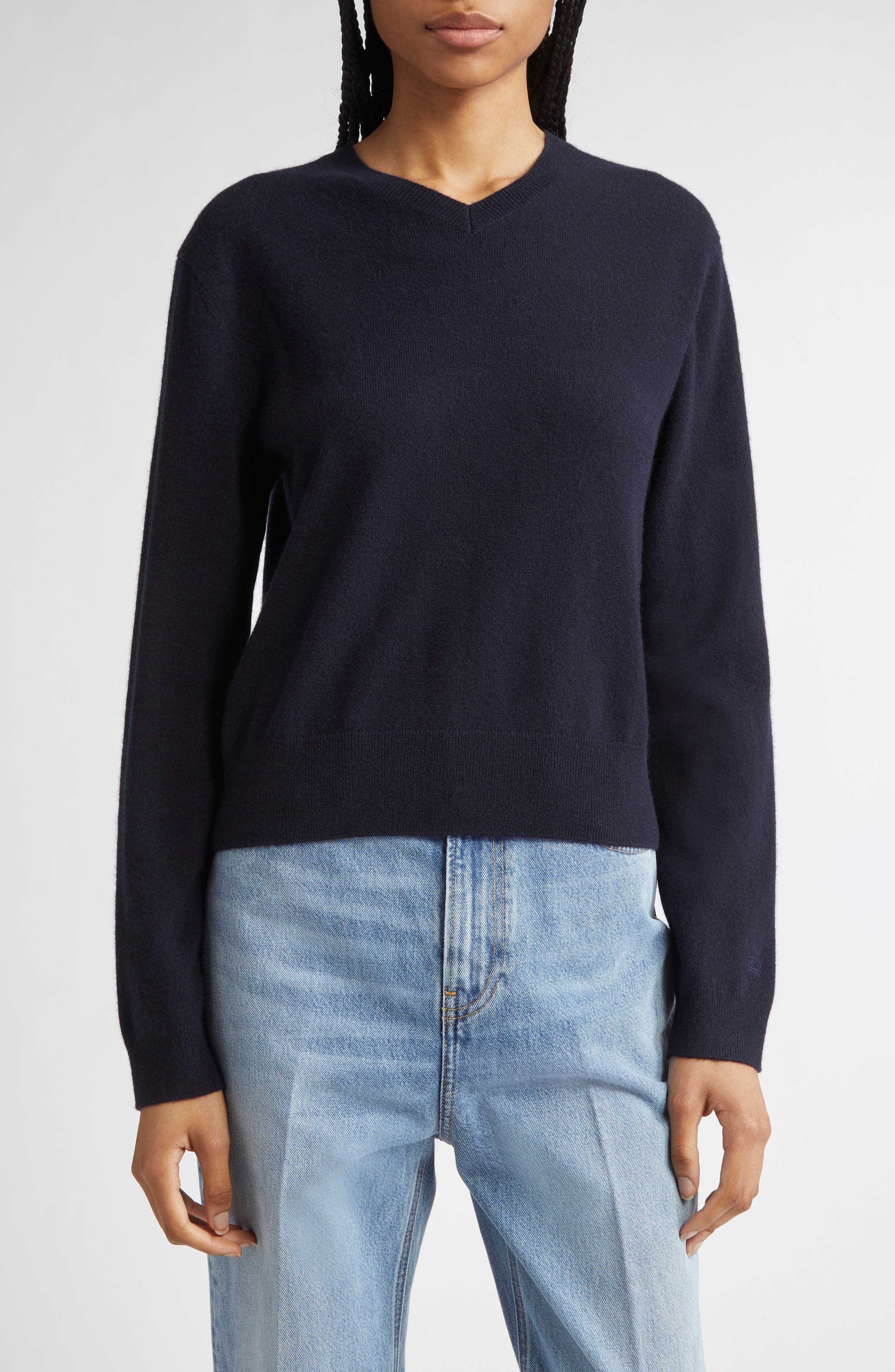TOTEME Classic V-Neck Cashmere Sweater in Navy at Nordstrom - 2