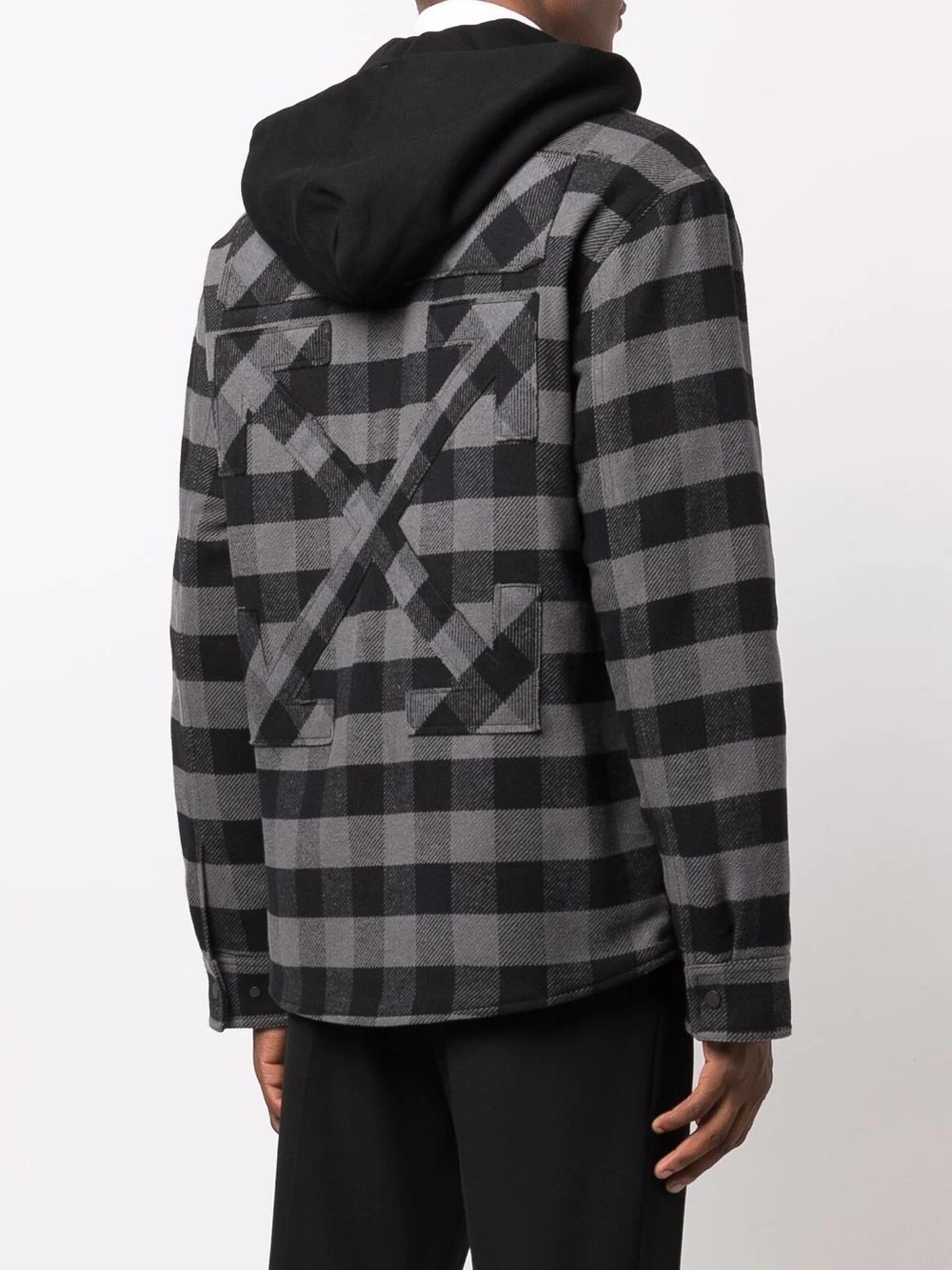 checked hooded shirt - 4