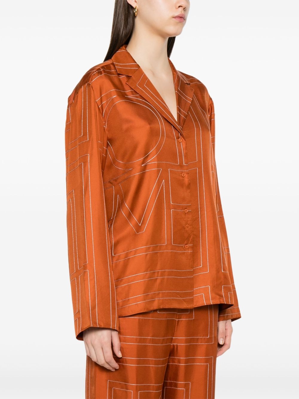 monogram-pattern silk shirt - 3