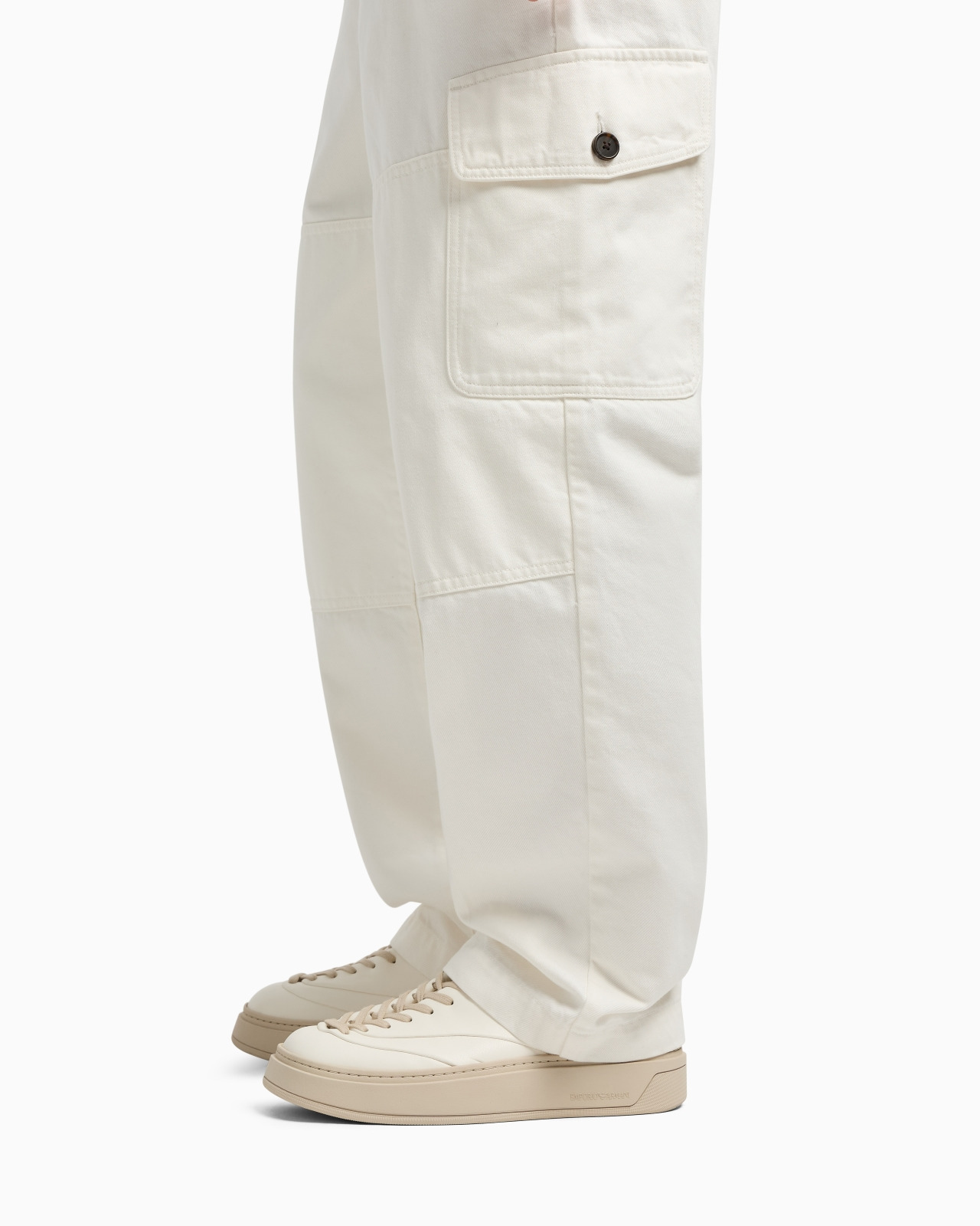 DENIM-EFFECT TWILL CARGO TROUSERS WITH BELT - 5