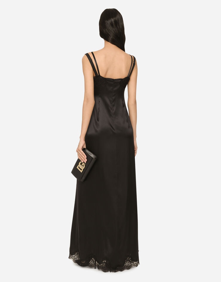 Long satin slip dress with the Dolce&Gabbana tag - 3