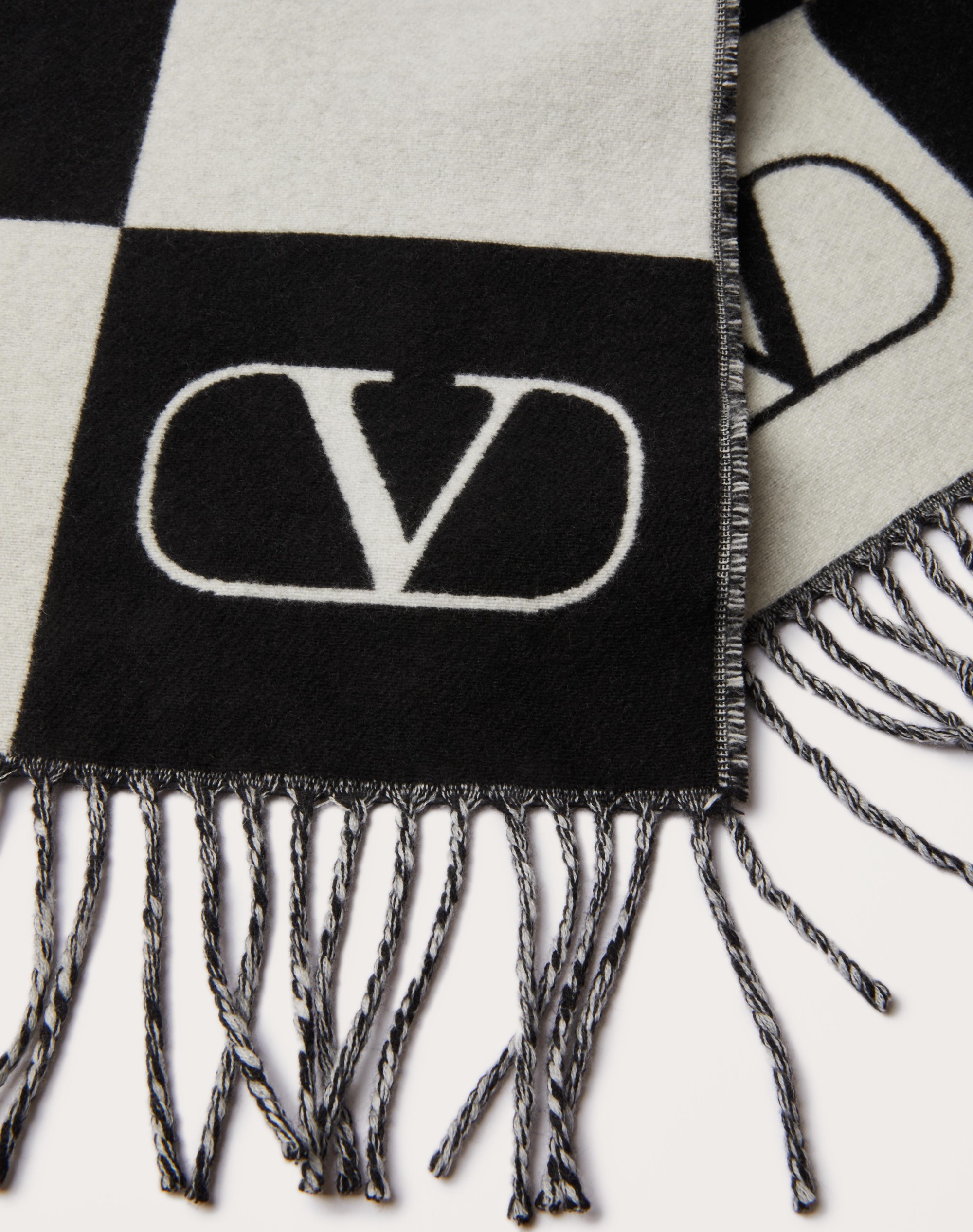 EXCHESS WOOL AND CASHMERE SCARF WITH EXCHESS JACQUARD WORK - 2
