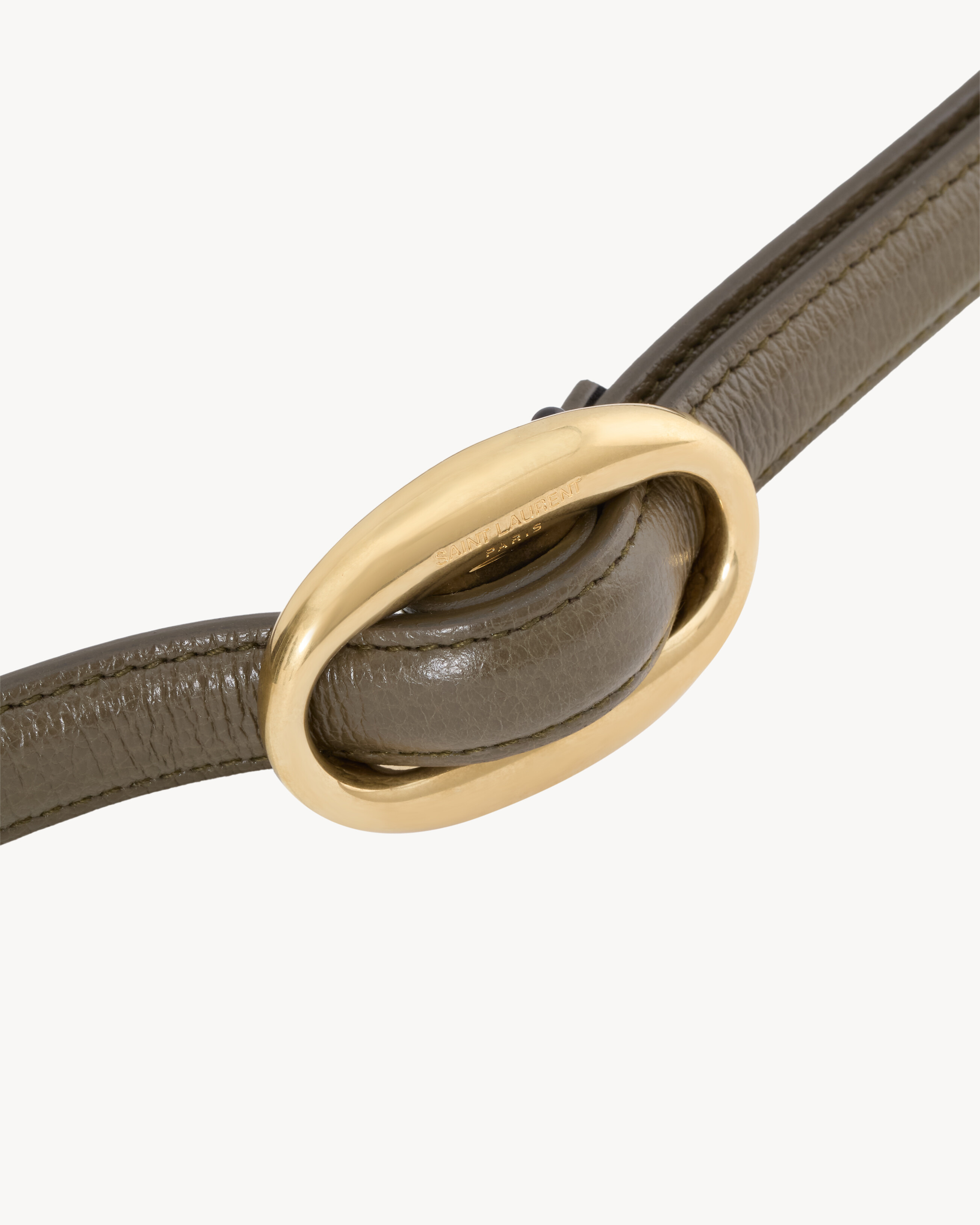 OVAL BUCKLE THIN BELT IN SMOOTH LEATHER - 3