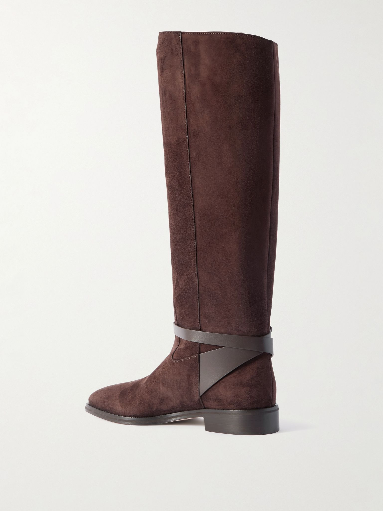 Lawton leather-trimmed suede knee boots Dark brown - 3