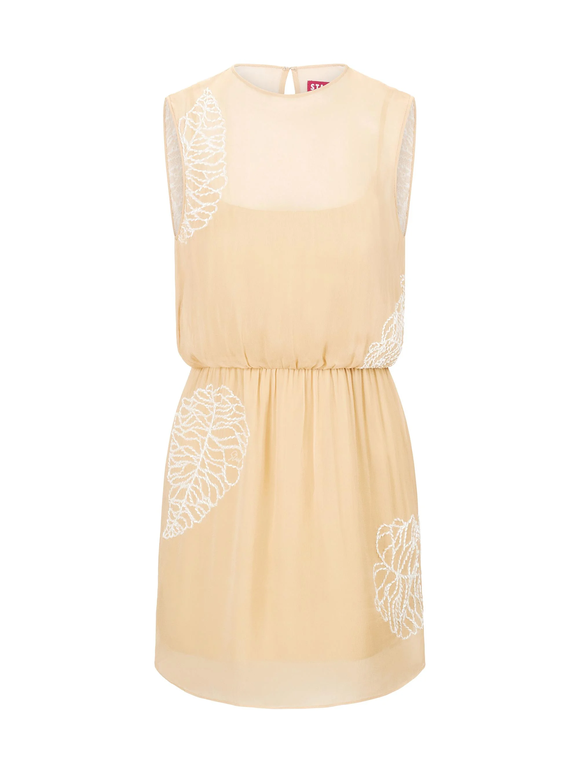 Women's Amelie Leaf Embroidered Minidress - Sandy Palm - 1