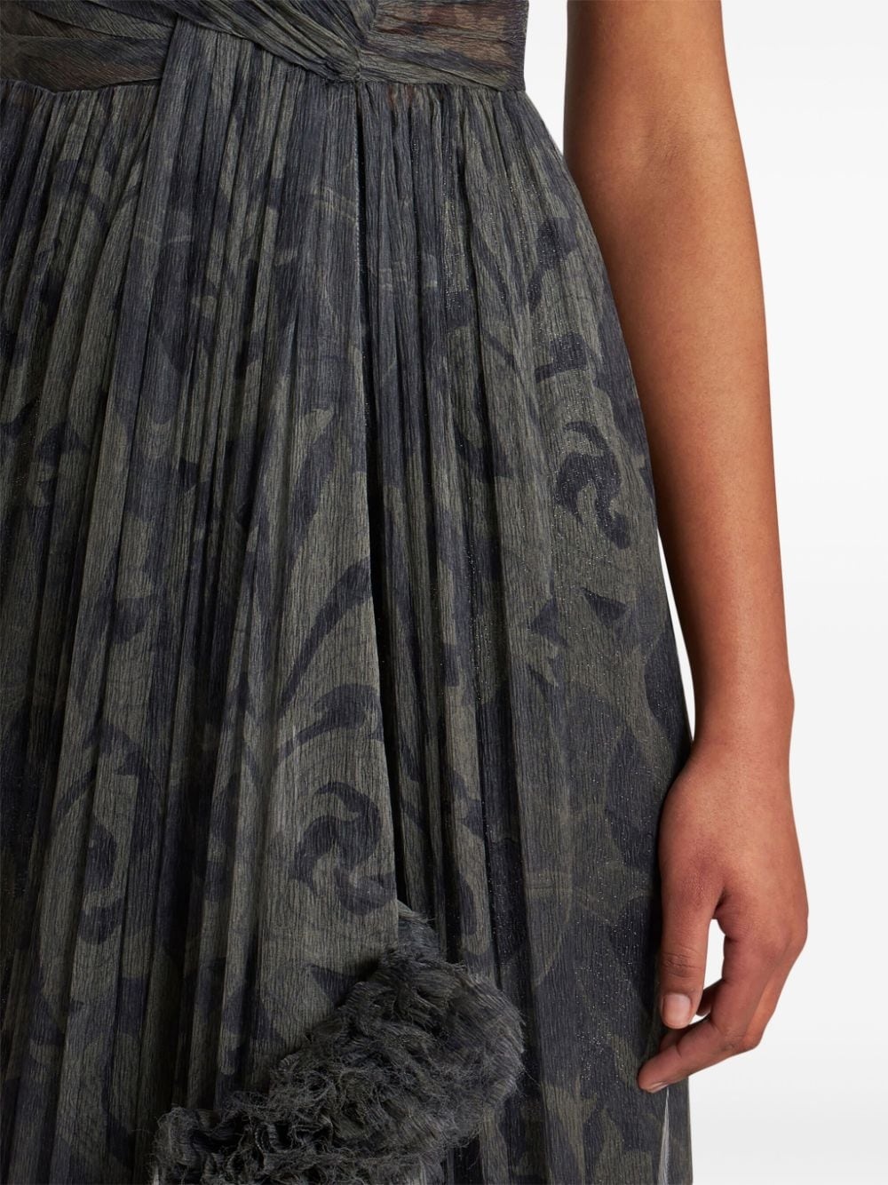 ruched-detail printed silk dress - 4