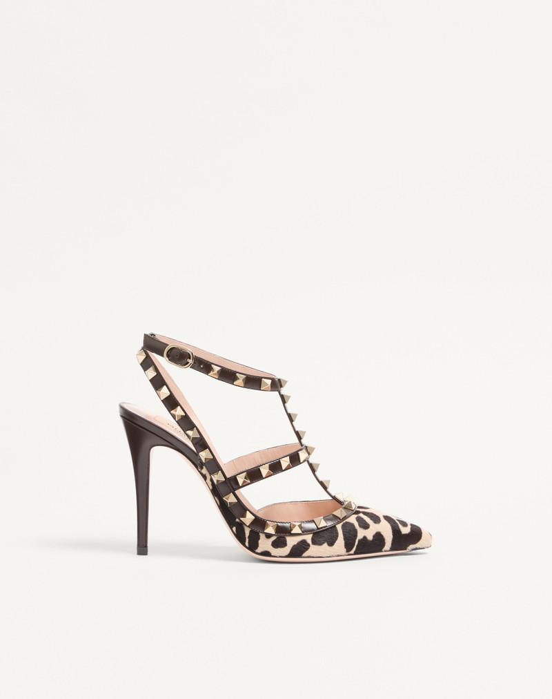 ROCKSTUD PUMPS WITH STRAPS IN PONY-EFFECT CALFSKIN 100MM 1