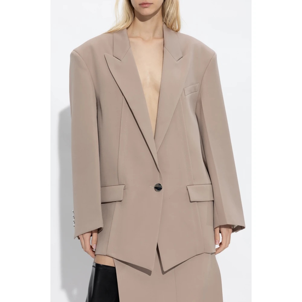 ジャケット THE ATTICO GLEN OVERSIZED BLAZER (241WCG46.W046 198 BEIGE) The Attico Glen Oversize Blazer Jacket, Brand Size 36 ( US