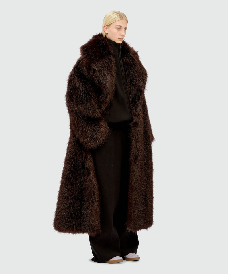 Long brown faux fur coat 4