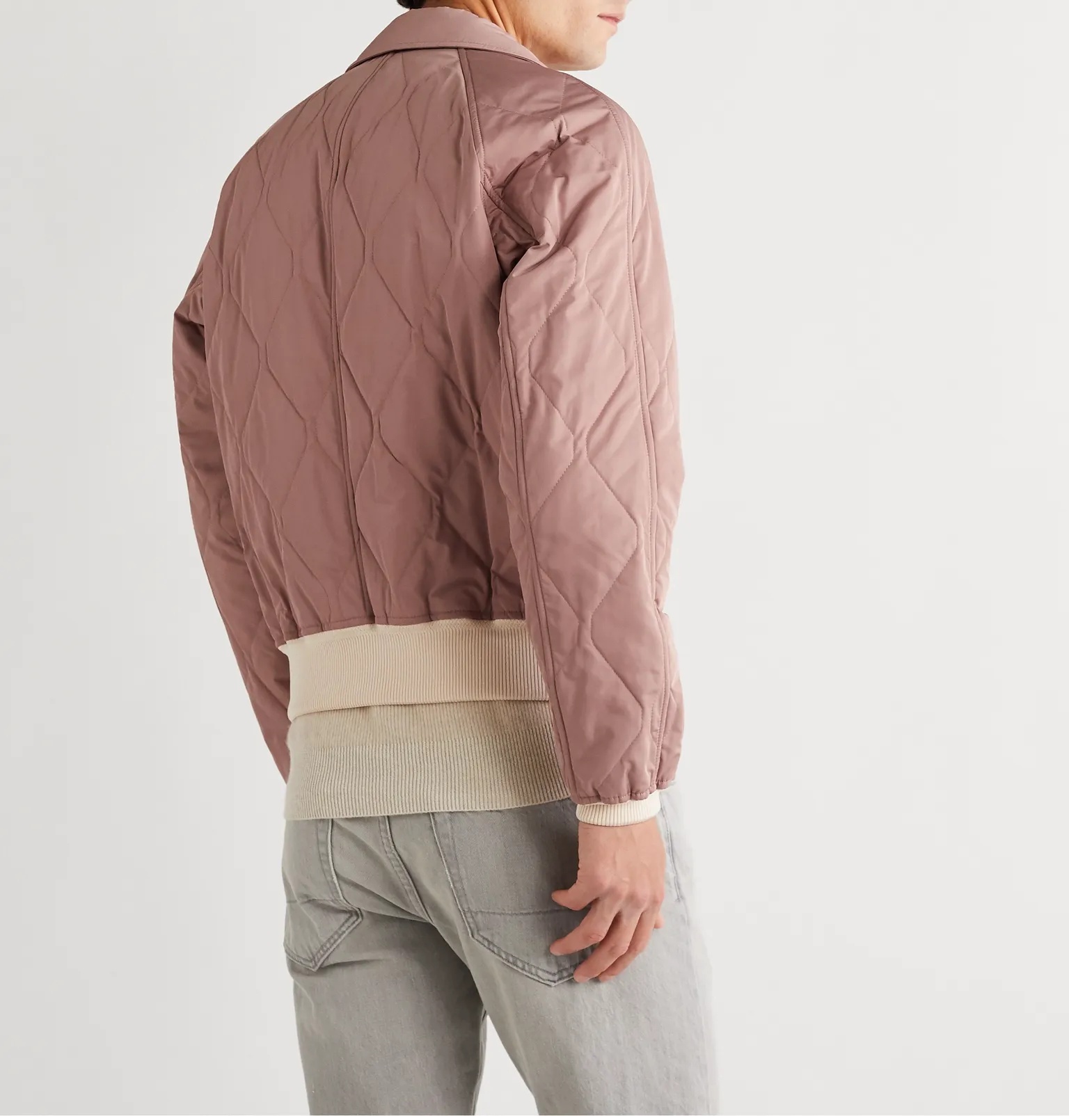 Leather-Trimmed Quilted Shell Bomber Jacket - 4