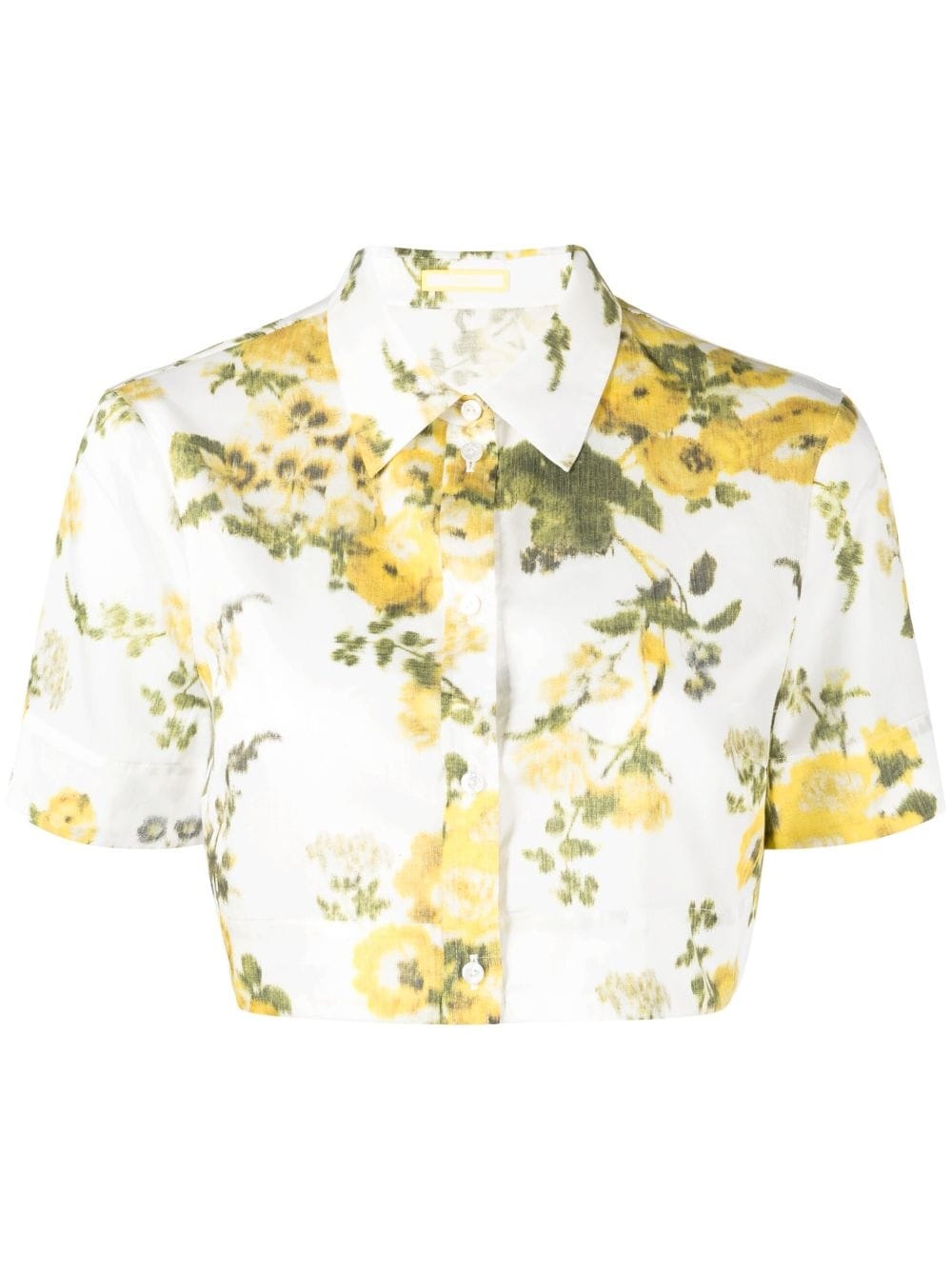 floral-print cropped shirt - 1
