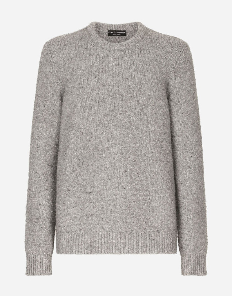 Technical wool round-neck sweater with logo tag - 1