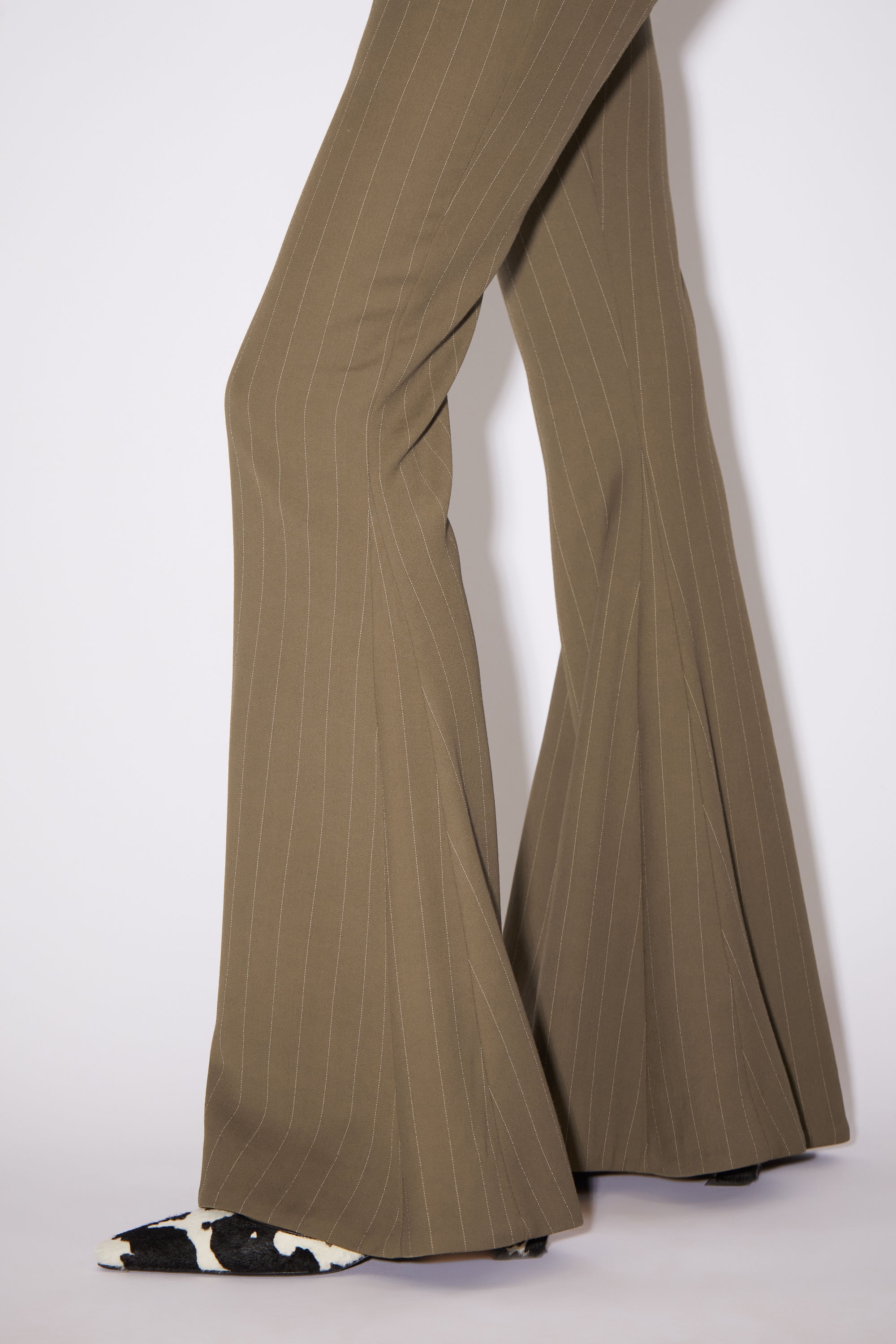 Flared striped trousers - Khaki green - 5
