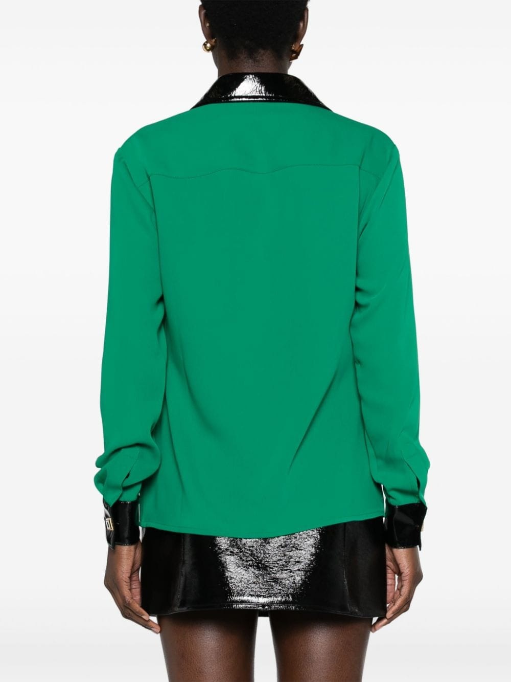 contrast-collar crepe shirt - 4