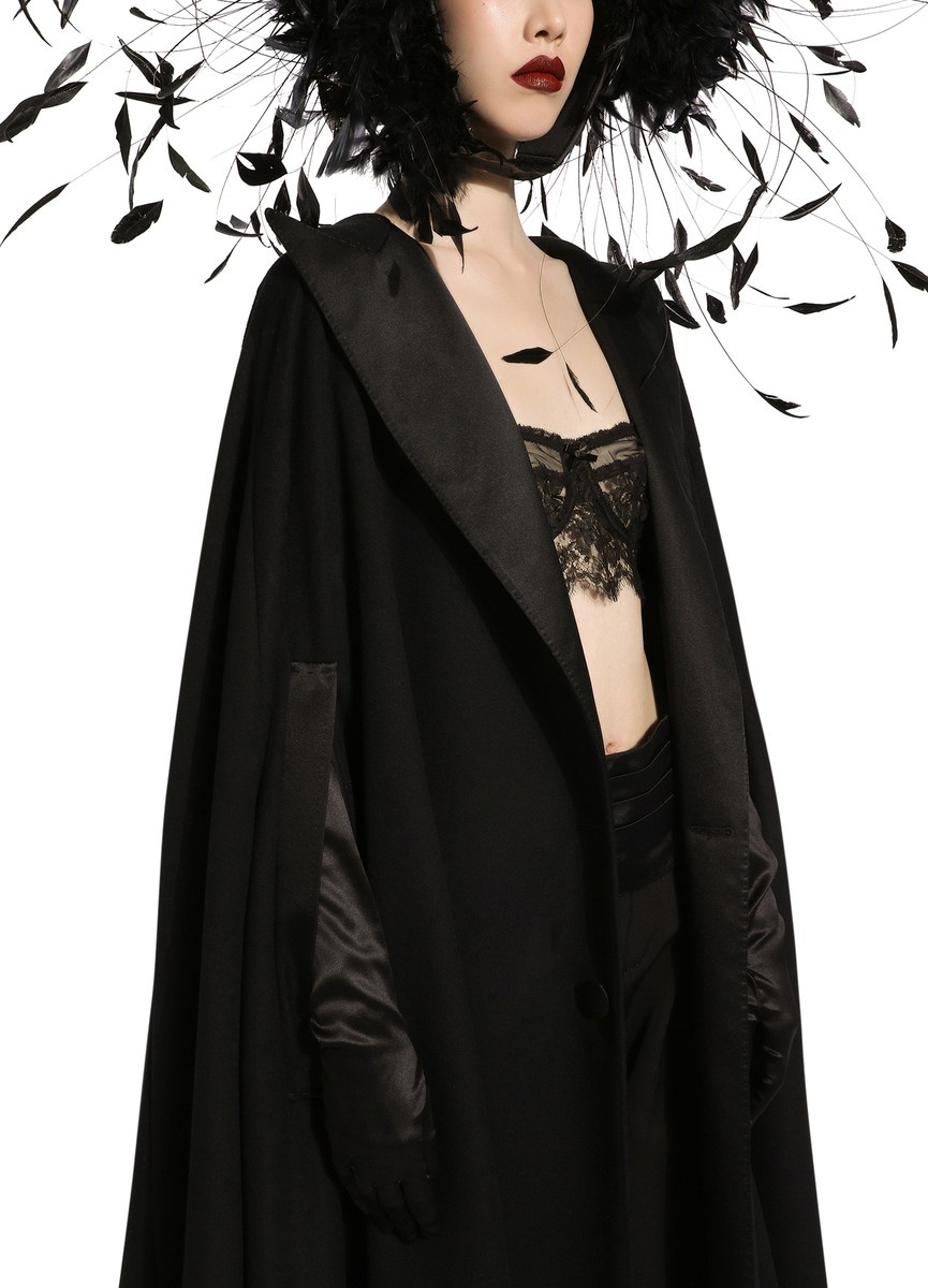 Single-Breasted Wool And Cashmere Cape - 4