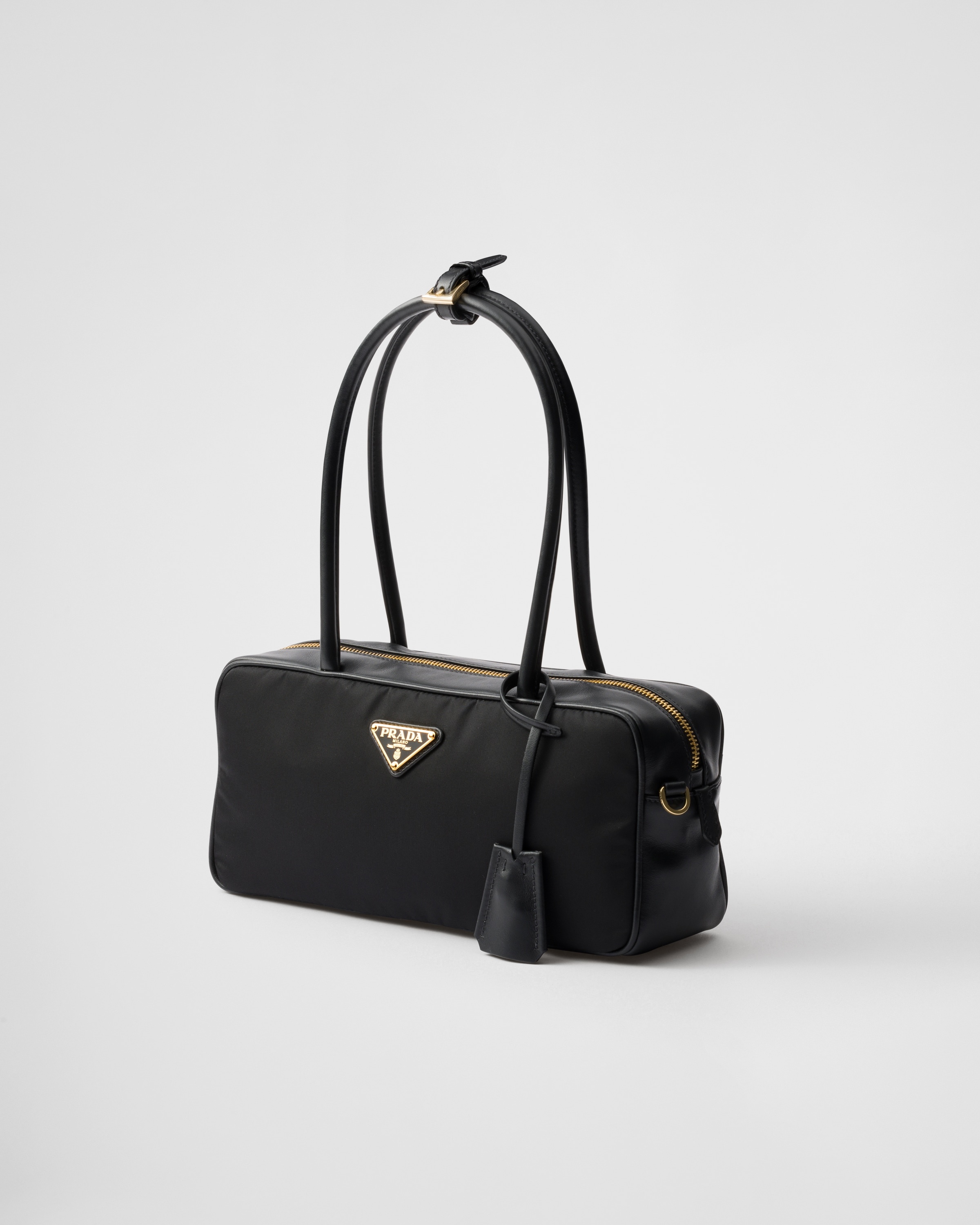 Re-Nylon and leather small top-handle bag - 2