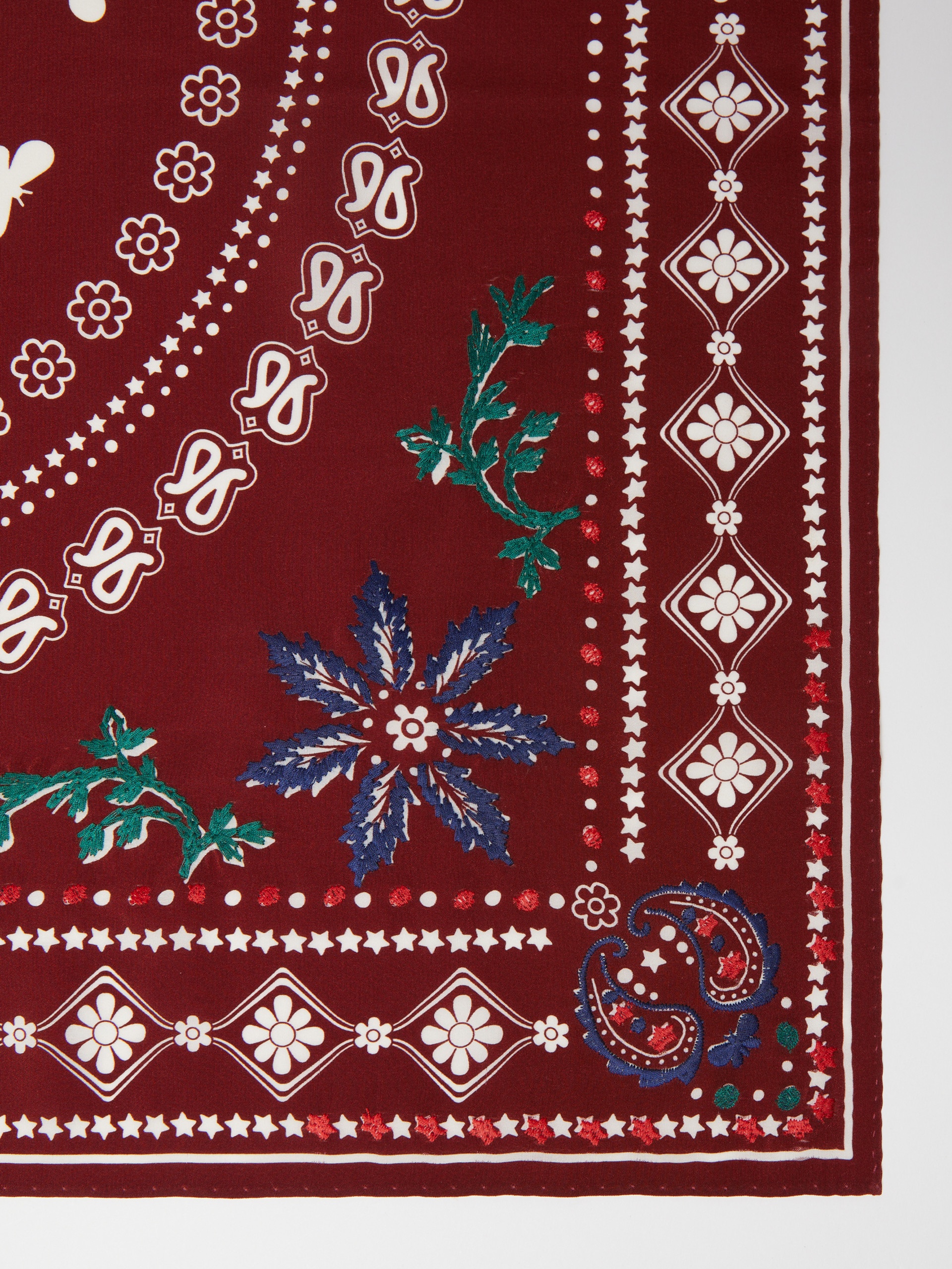 ZELMA Silk scarf with print and embroidery detail - 2