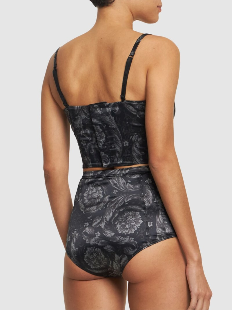 Barocco print stretch satin bralette - 3