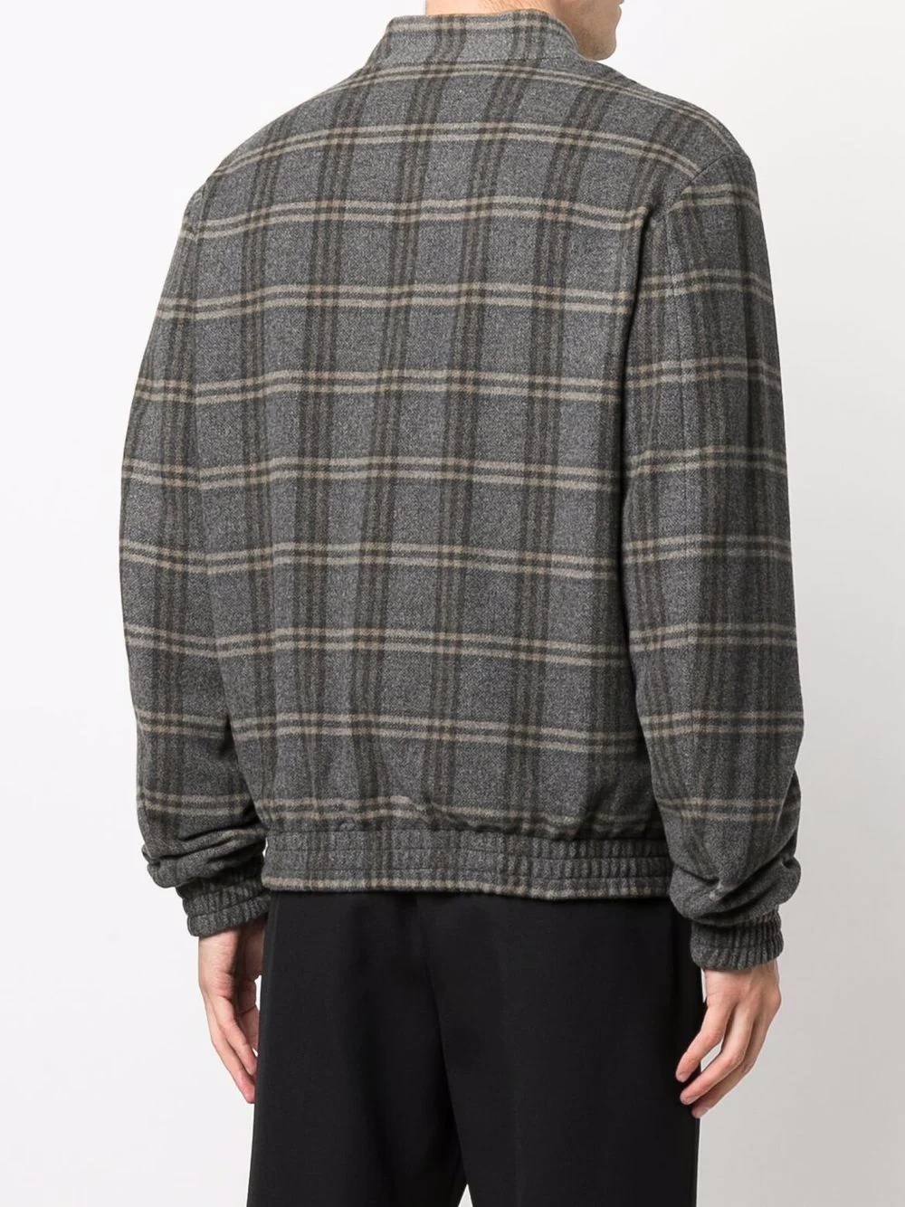 wool-blend checked bomber jacket - 4