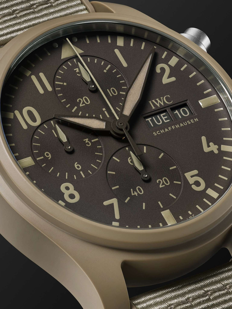 조종사의 시계 TOP GUN Mojave 사막 자동적인 크로노그래프 41.9mm 스테인리스, 고무 및 Grosgra 5