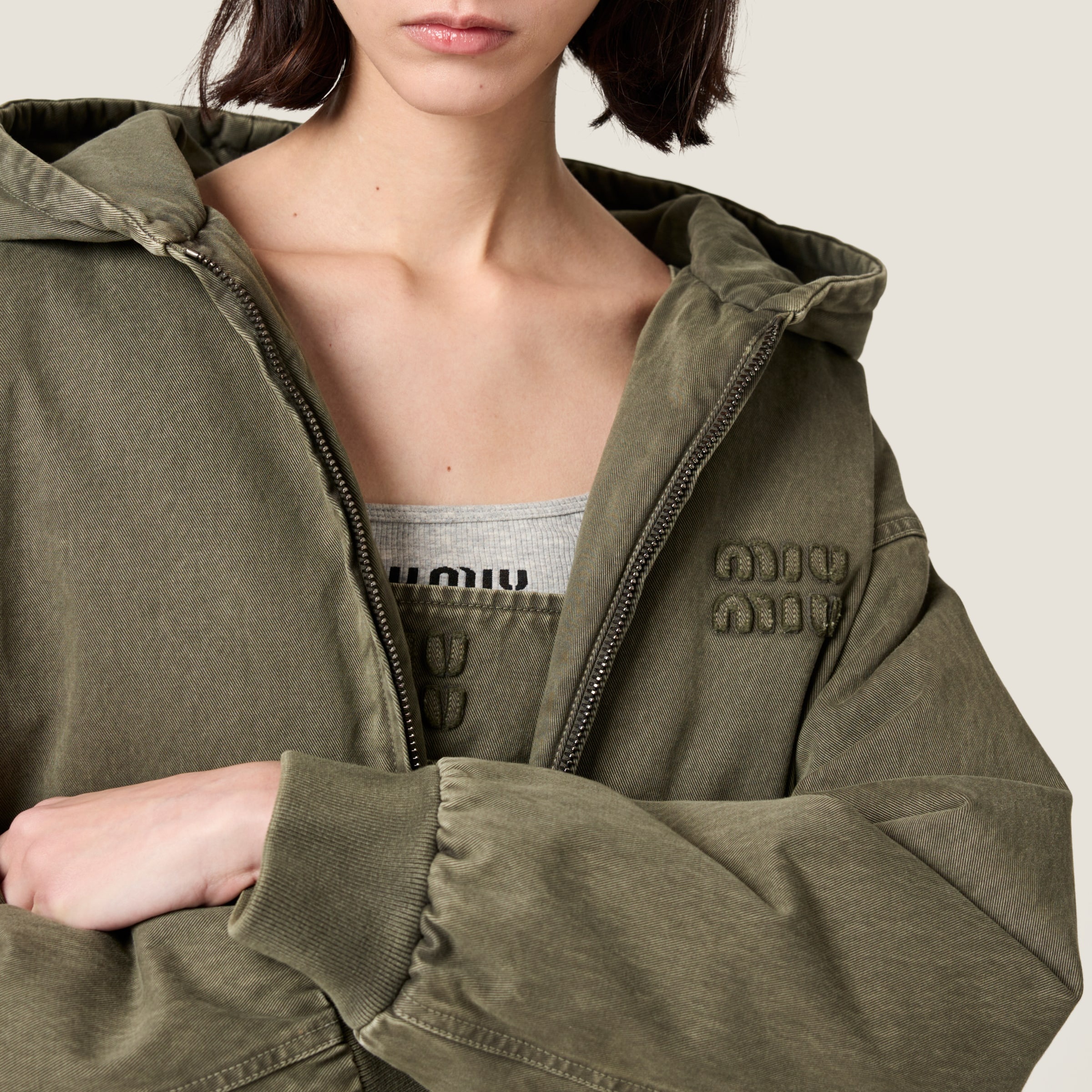 Garment-dyed blouson jacket with embroidered logo - 6