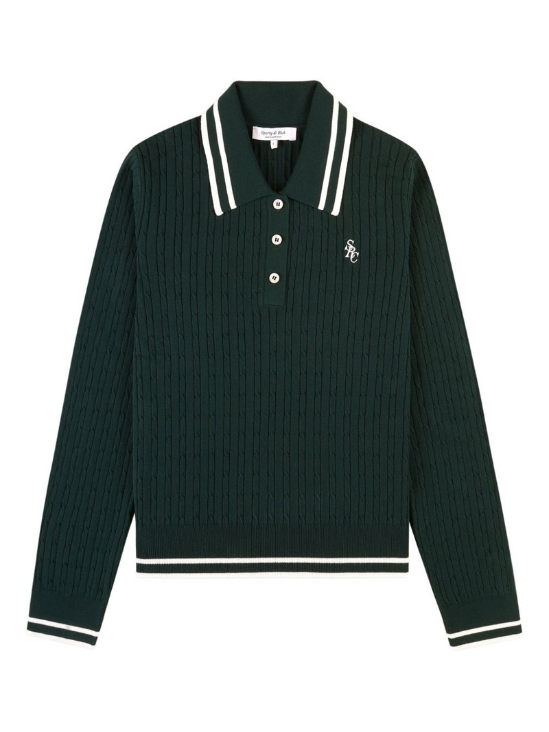 cable-knit striped polo shirt 1