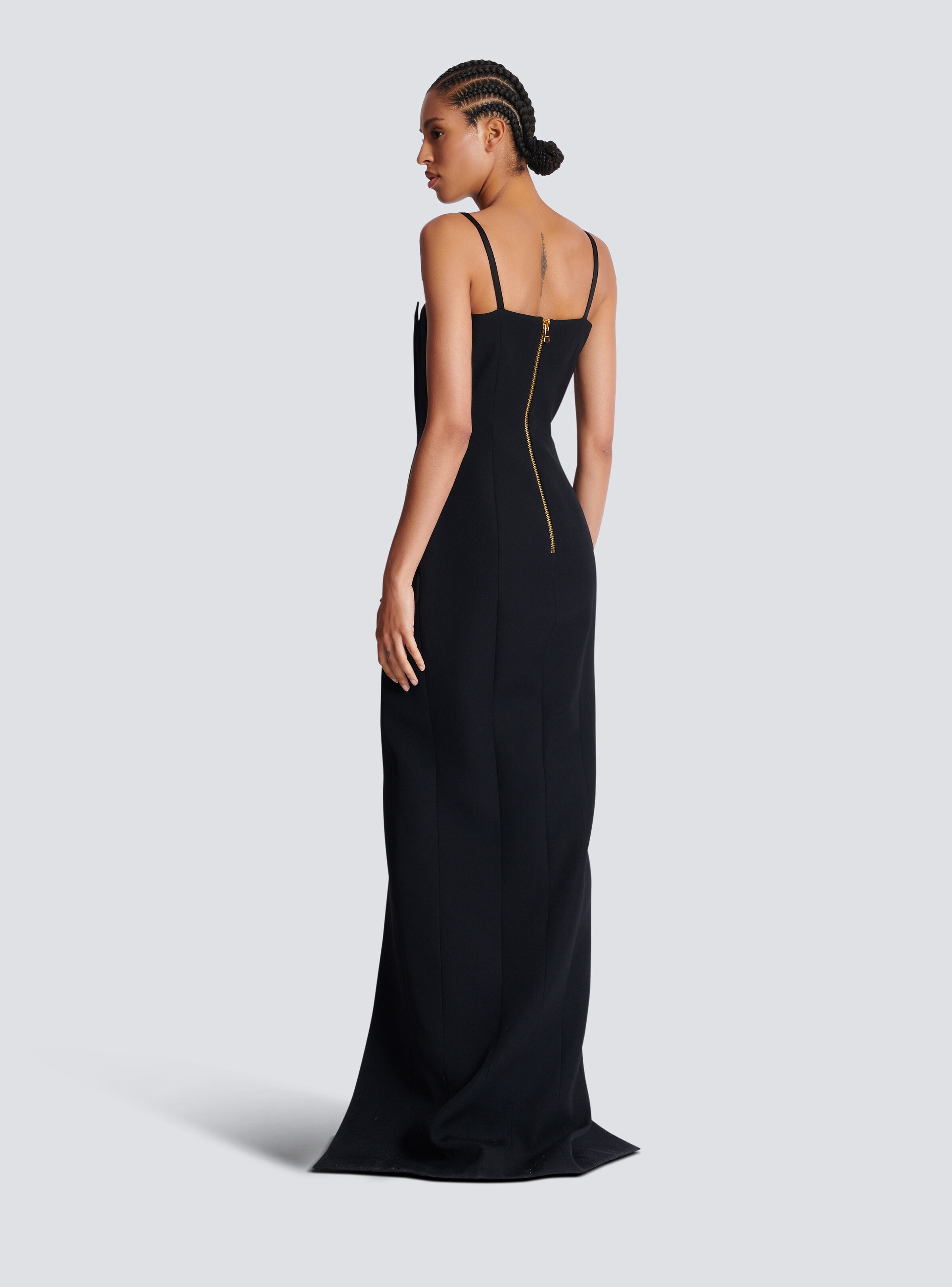 Long strappy grain de poudre dress - 4