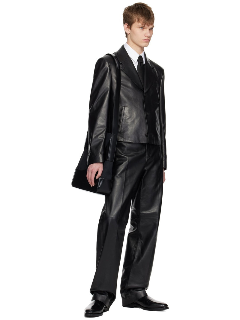 FERRAGAMO 슬림 컷 싱글 브레스트 가죽 blazer outlook