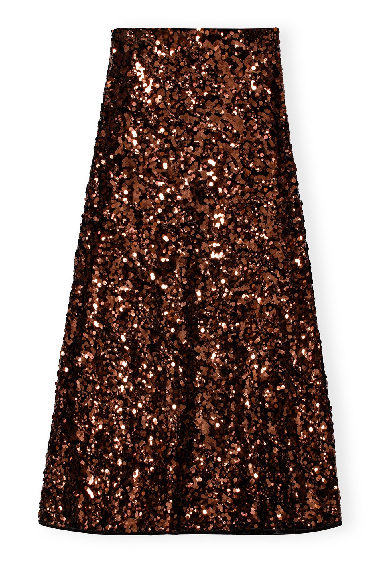 BROWN SEQUINS MAXI SKIRT - 5