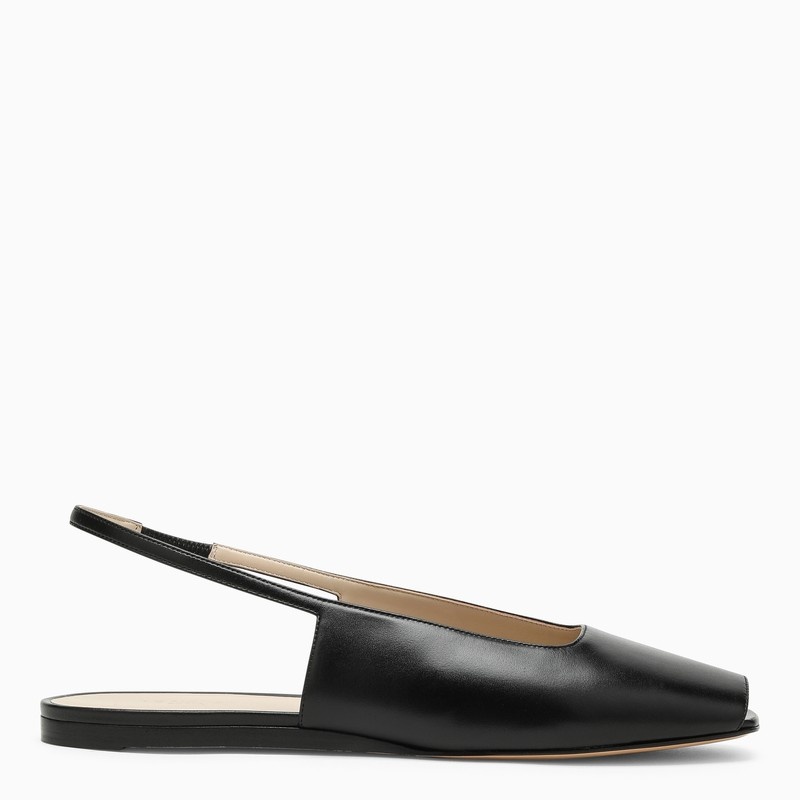 Low black leather sandal - 1