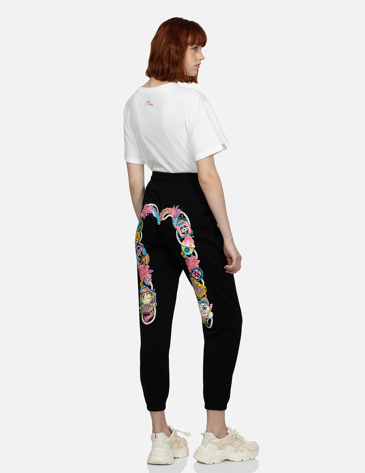 DARUMA AND FORTUNE CAT PRINT DAICOCK LOOSE FIT SWEATPANTS - 3