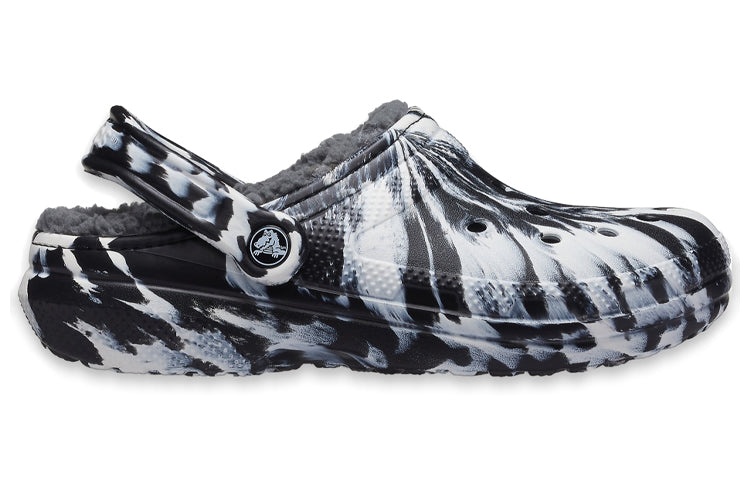 (WMNS) Crocs Classic Lined Clog Outdoor Sandals 'Marbled White Black' 207180-103 - 3