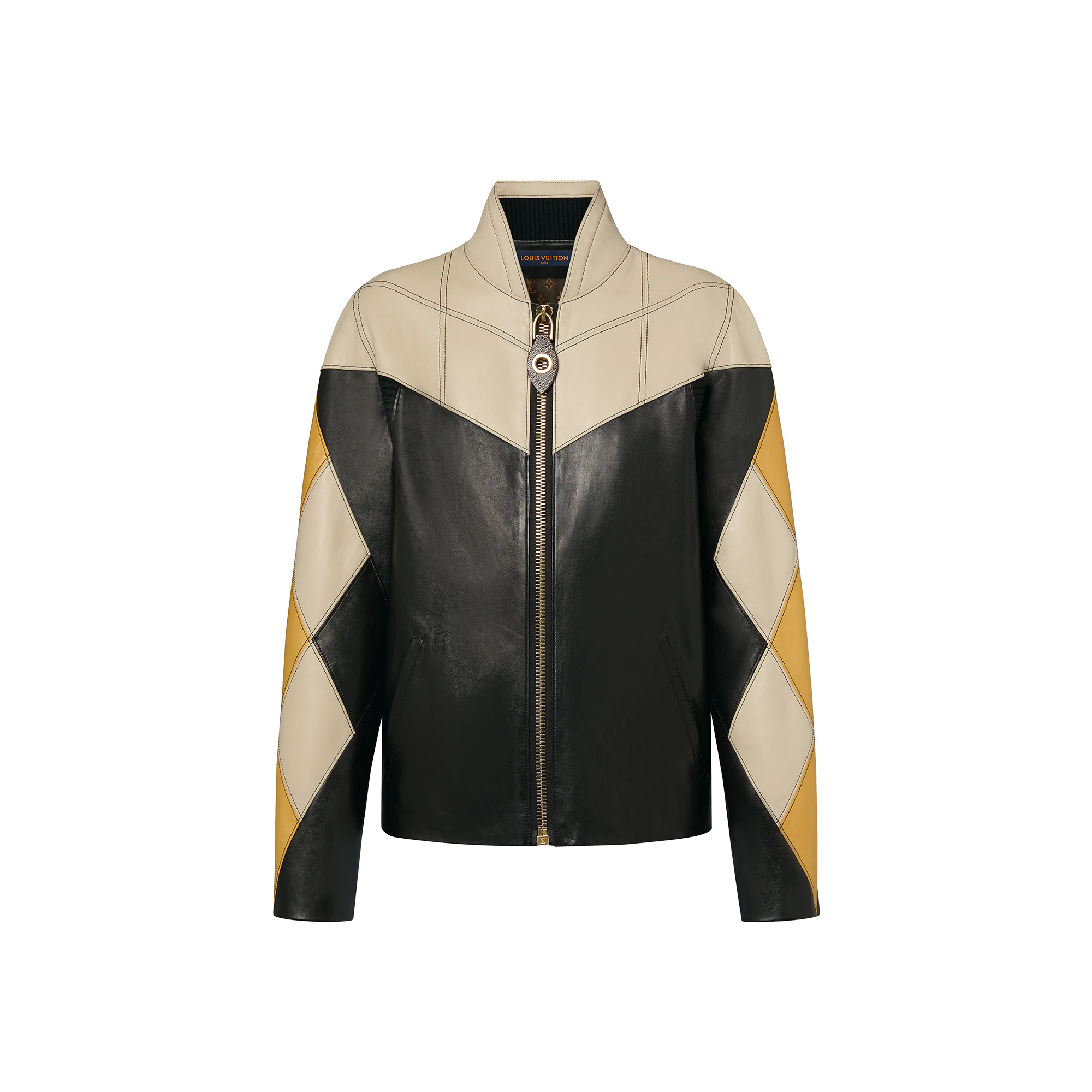 Harlequin Sleeve Leather Jacket - 1