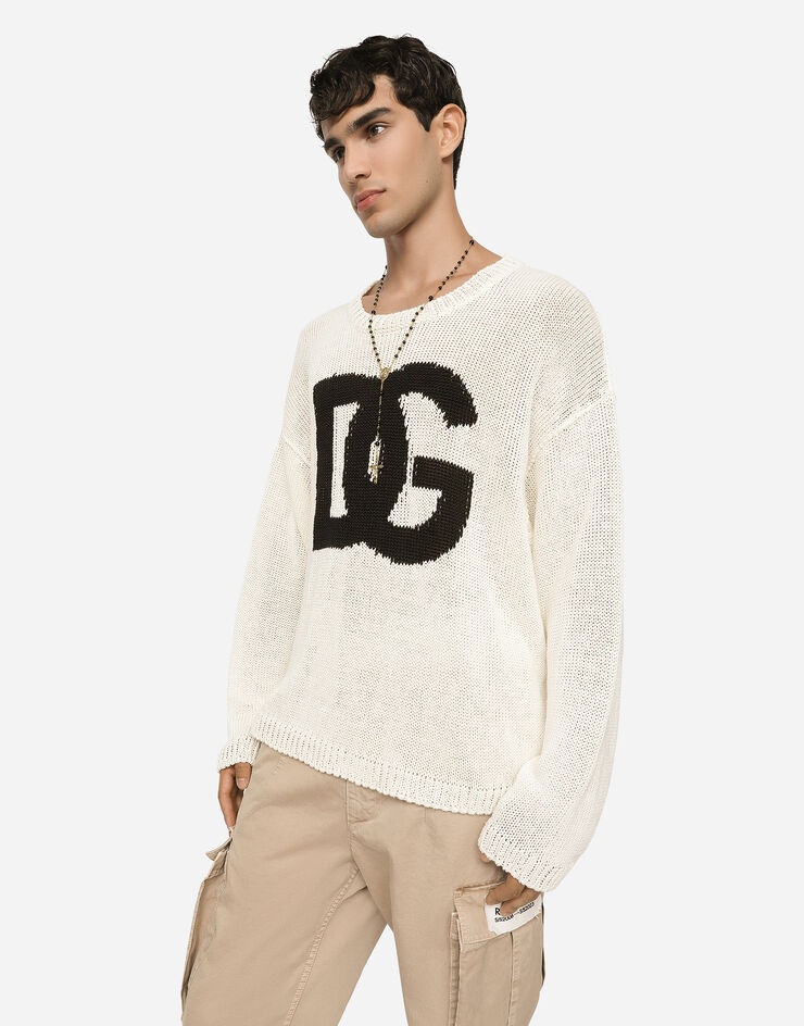 Round-neck linen sweater with DG logo - 4