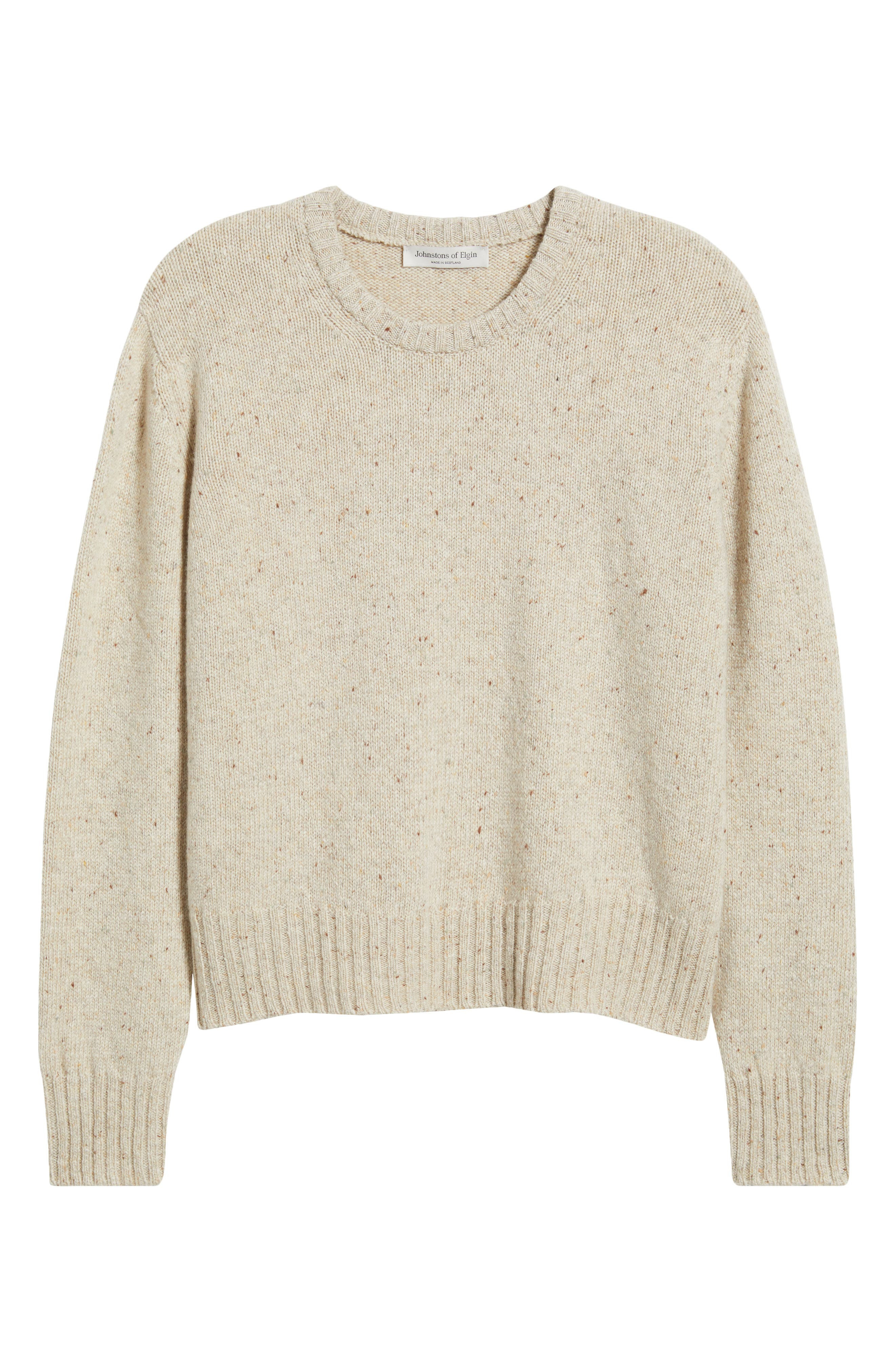 Johnstons of Elgin Relaxed Fit Cashmere Donegal Sweater in Cream Dun Donegal at Nordstrom - 5