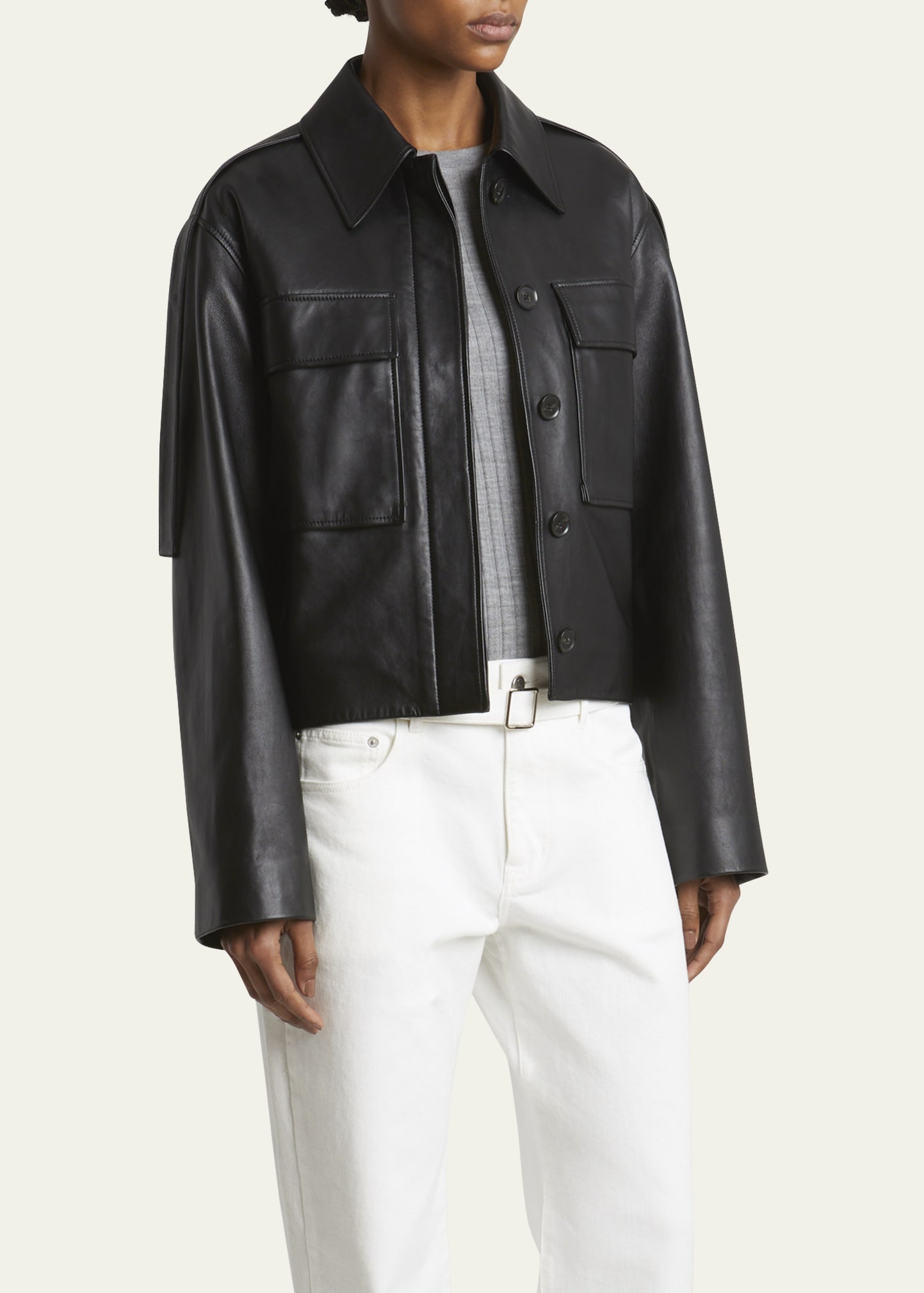 Dylan Wide Glossy Leather Jacket - 4