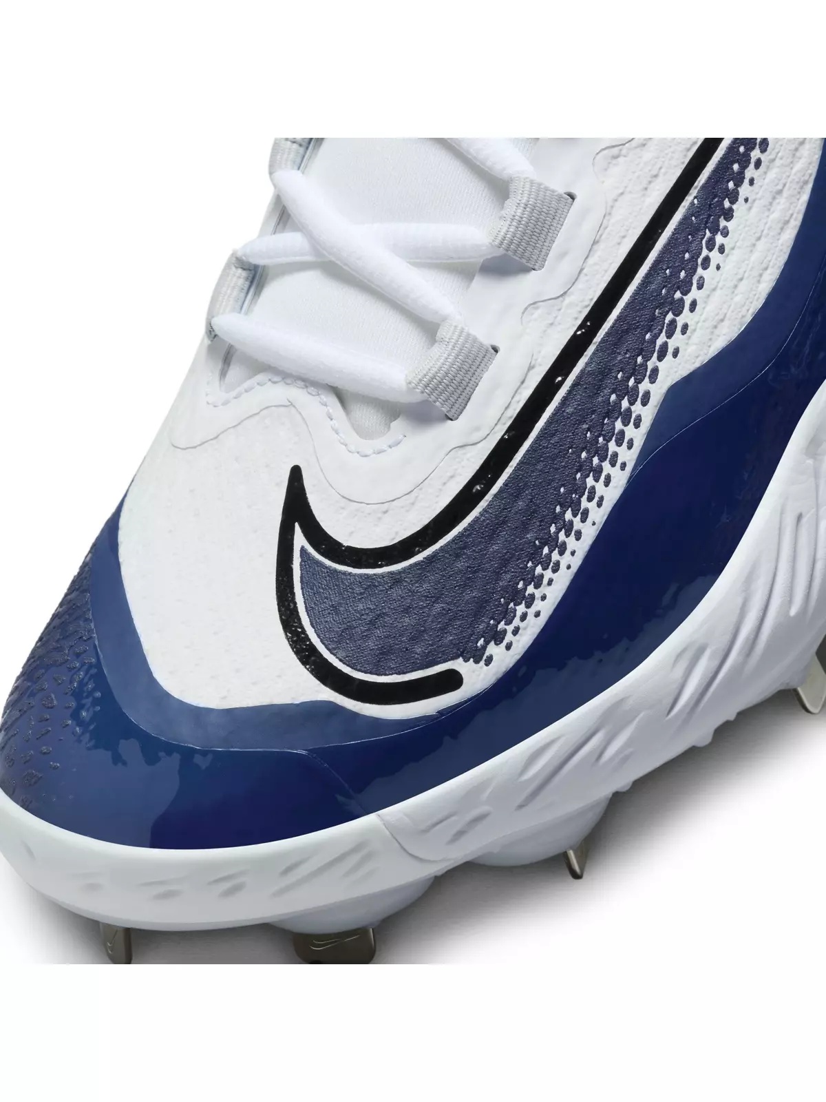 Alpha Huarache Elite 4 Low "White/Midnight Navy/Pure Platinum/Blue Tint" Men's Baseball Cleat - 8