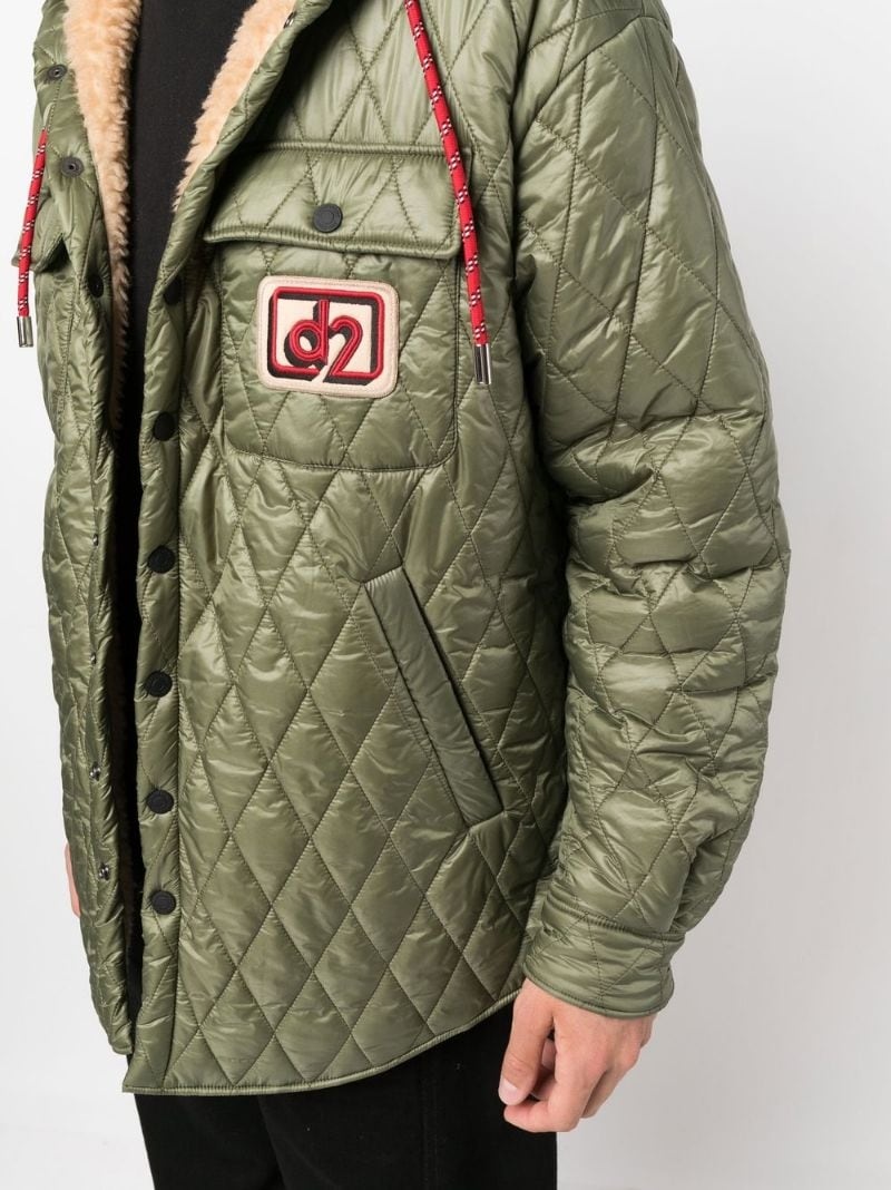 logo-patch quilted jacket - 5