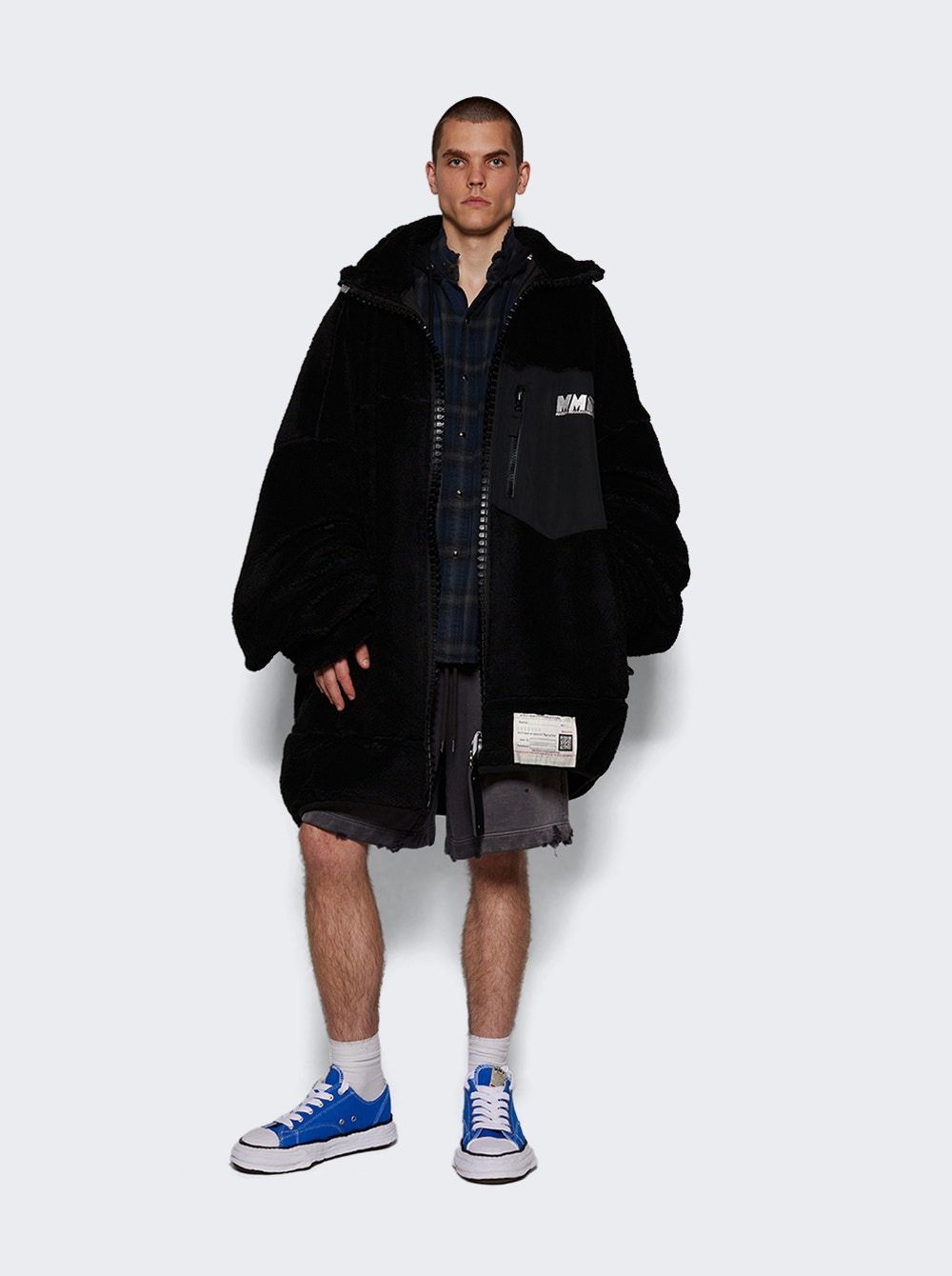 Plaid Hoodie Long Sleeve Shirt Blue - 2