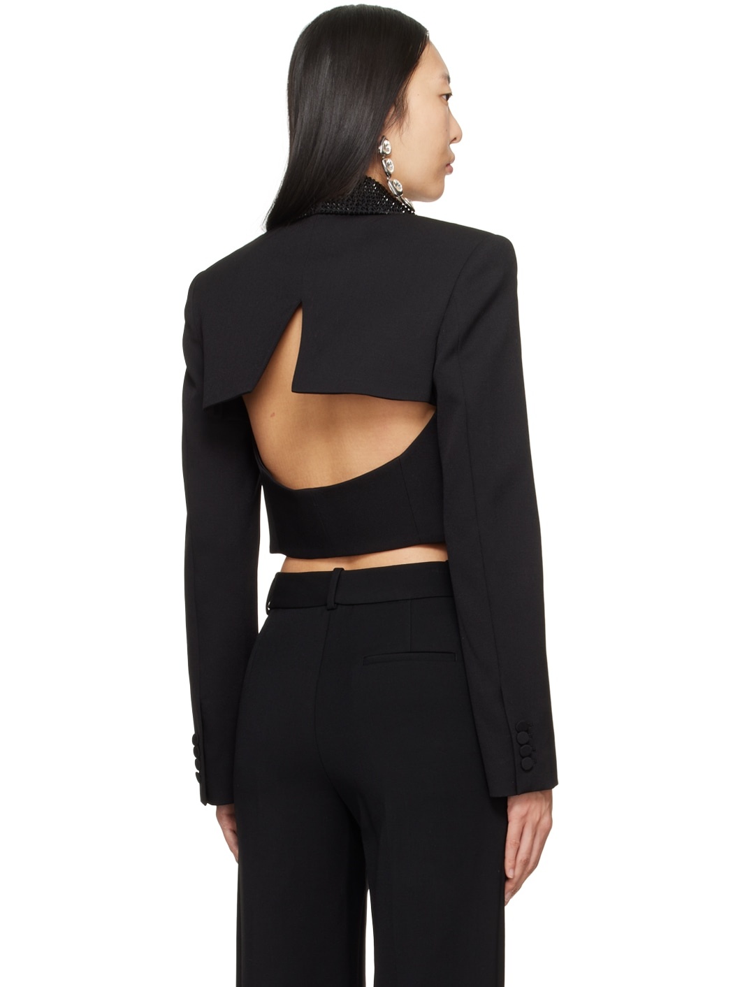 Black Crystal-Cut Blazer - 3