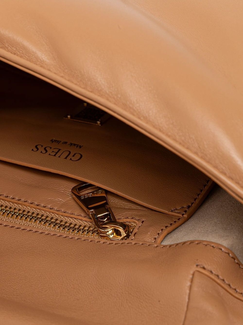 puffed leather satchel bag - 5